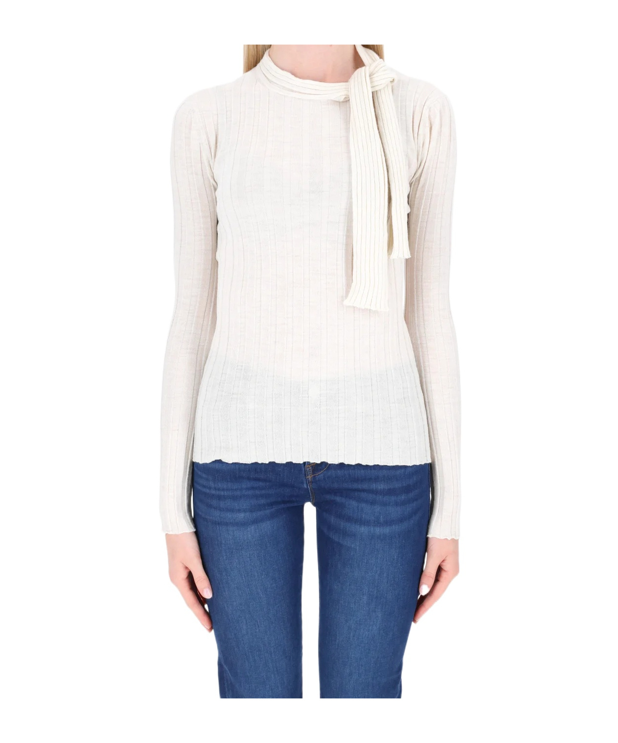 Philosophy Di Lorenzo Serafini Roll Neck Crochet Jumper In White