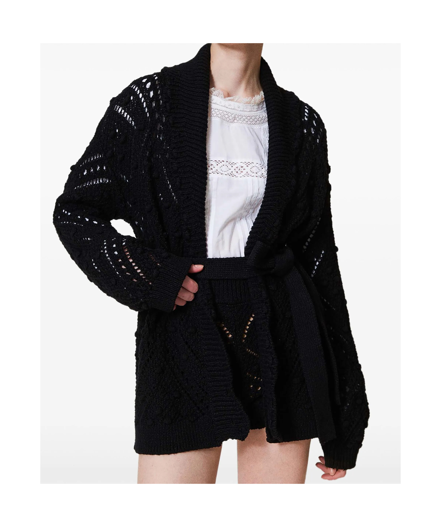 Shop Twinset Knitted Cardigan With Belt