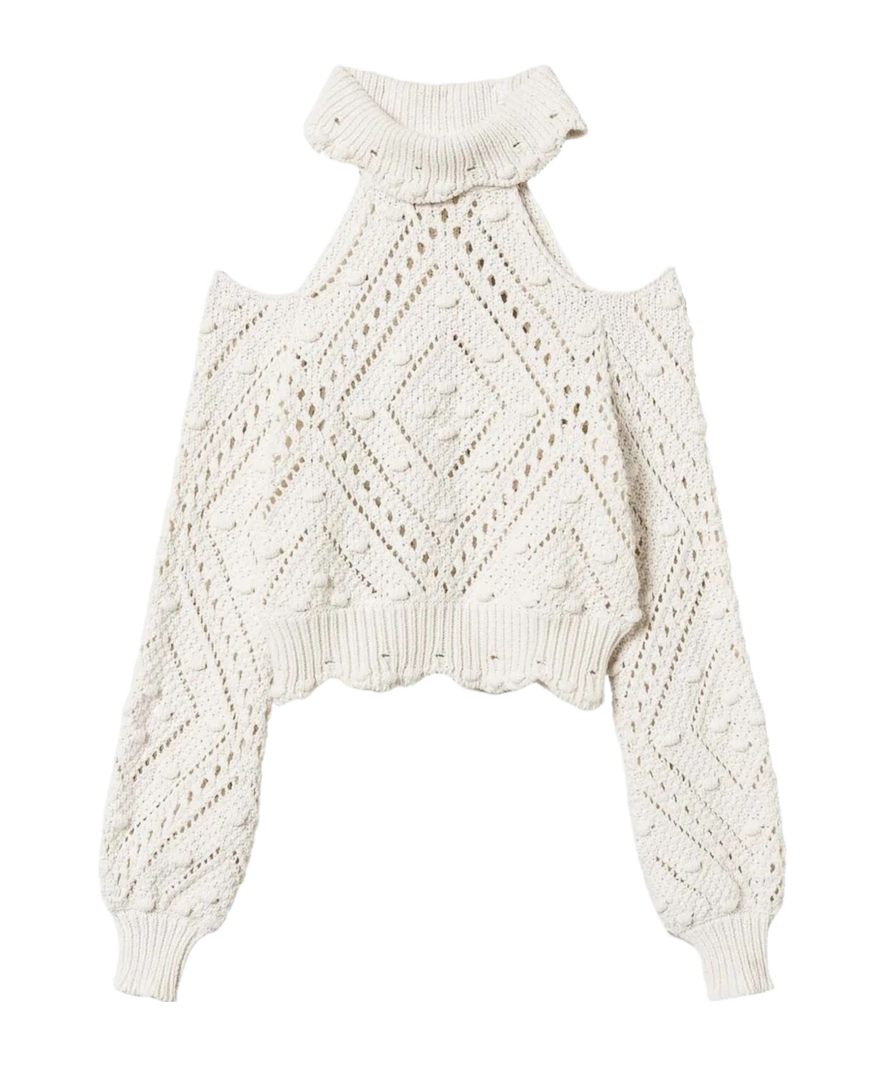 TWINSET OPENWORK-KNIT CROPPED SWEATER