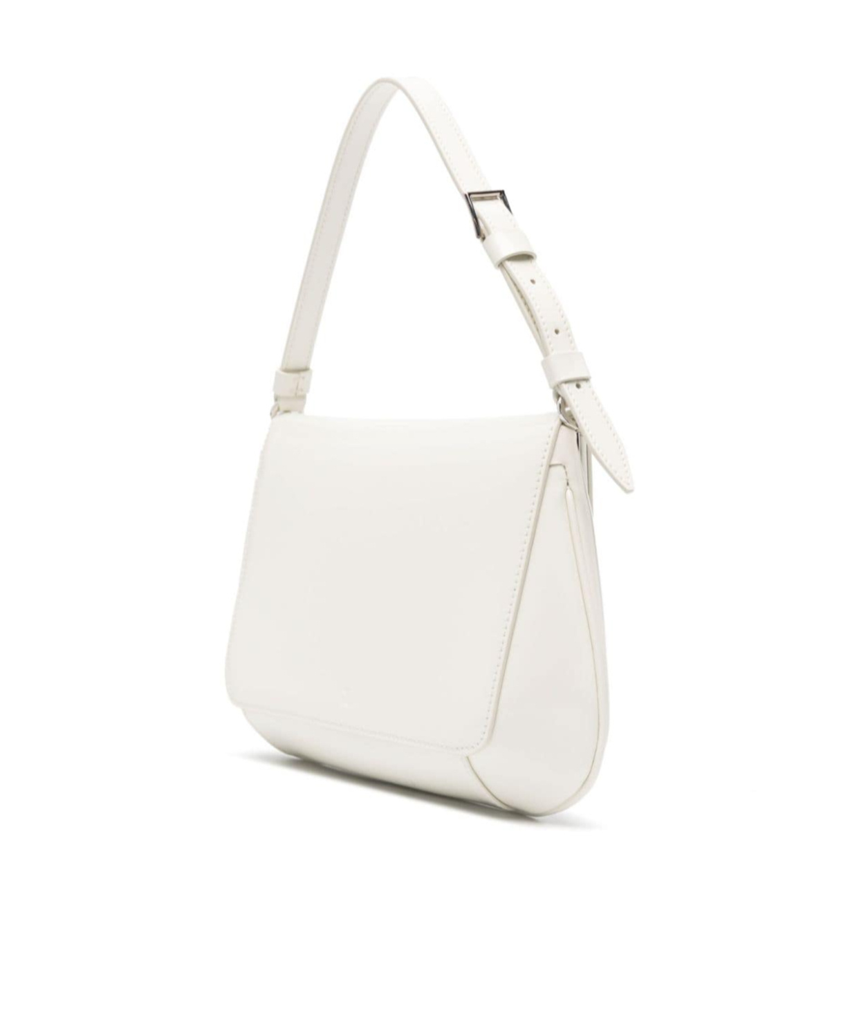 Amina Muaddi Women Black Leather Ami Shoulder Bag In White