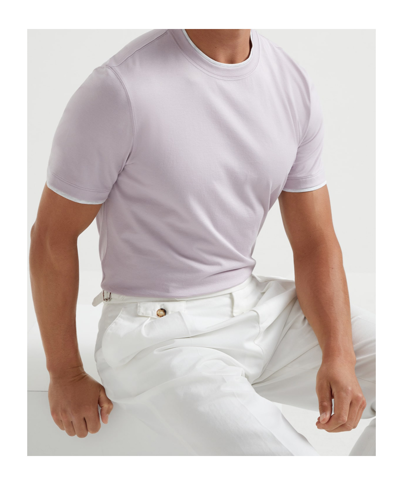Brunello Cucinelli T-shirt With Layered Design In White