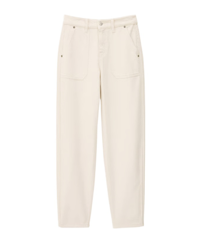Bash Belt Loop Casual Pants In White