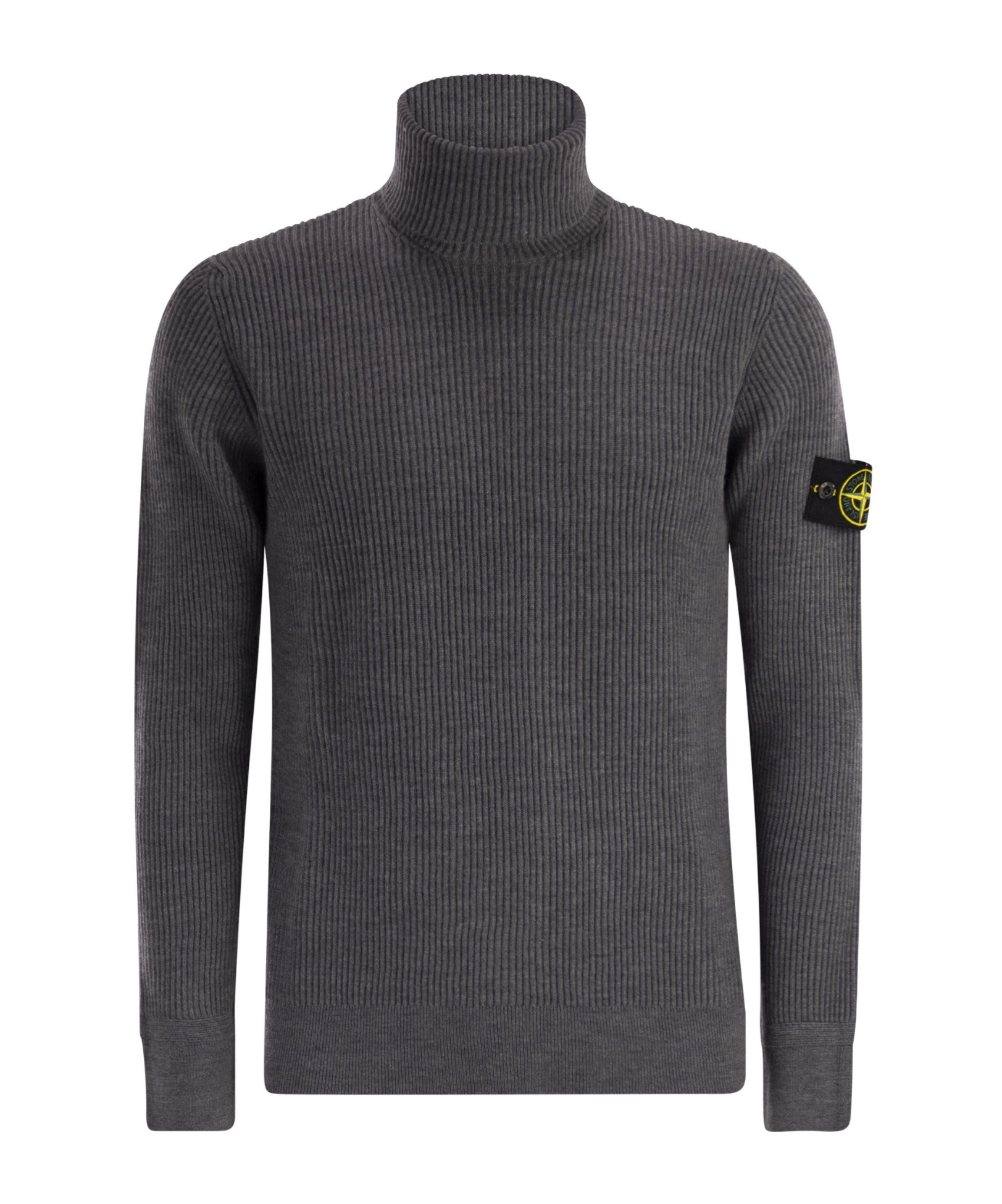 Stone Island Finely Ribbed Turtleneck Sweater In Gray