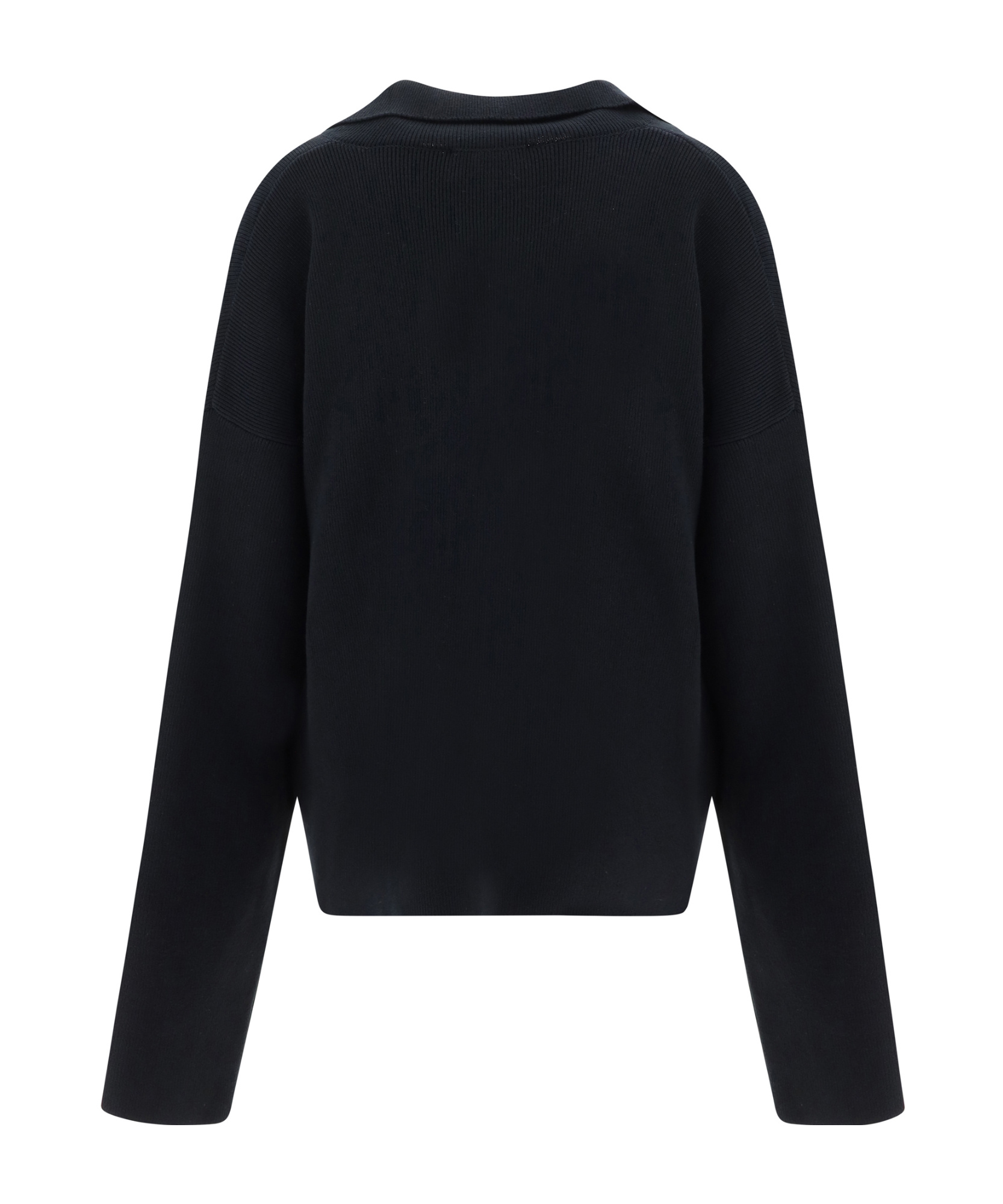 Ami Alexandre Mattiussi Ami Paris Ami De Coeur Long-sleeved Knitted Polo Shirt In Black