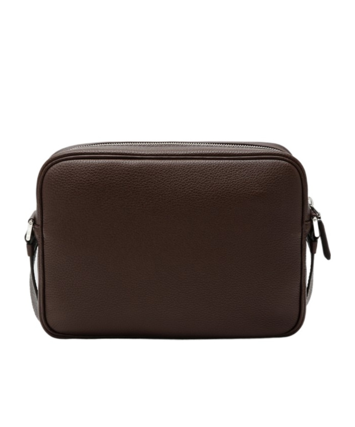 Prada Triangle Logo Leather Messenger Bag In Brown