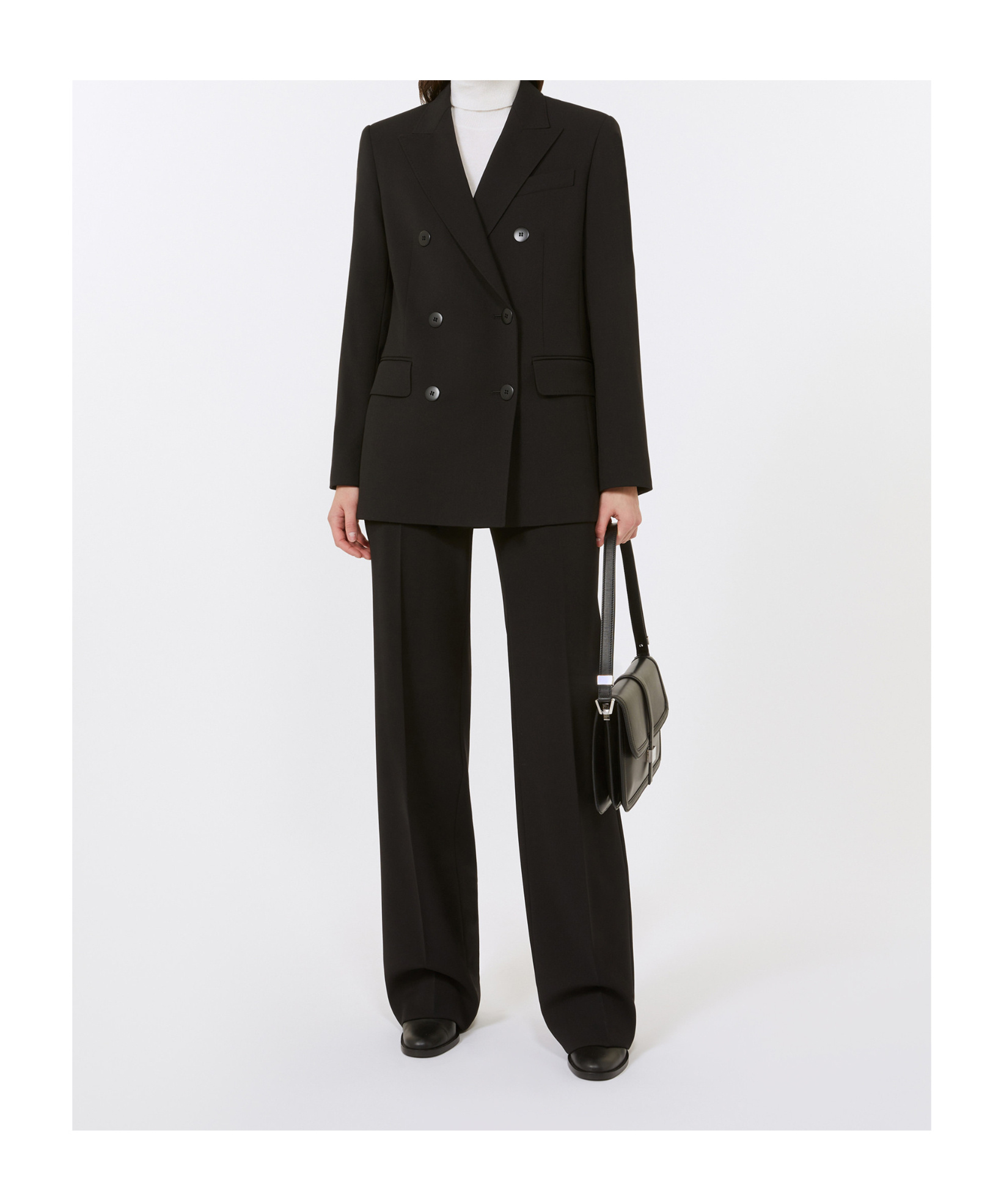 Max Mara Double-breasted Wool Blazer In Black