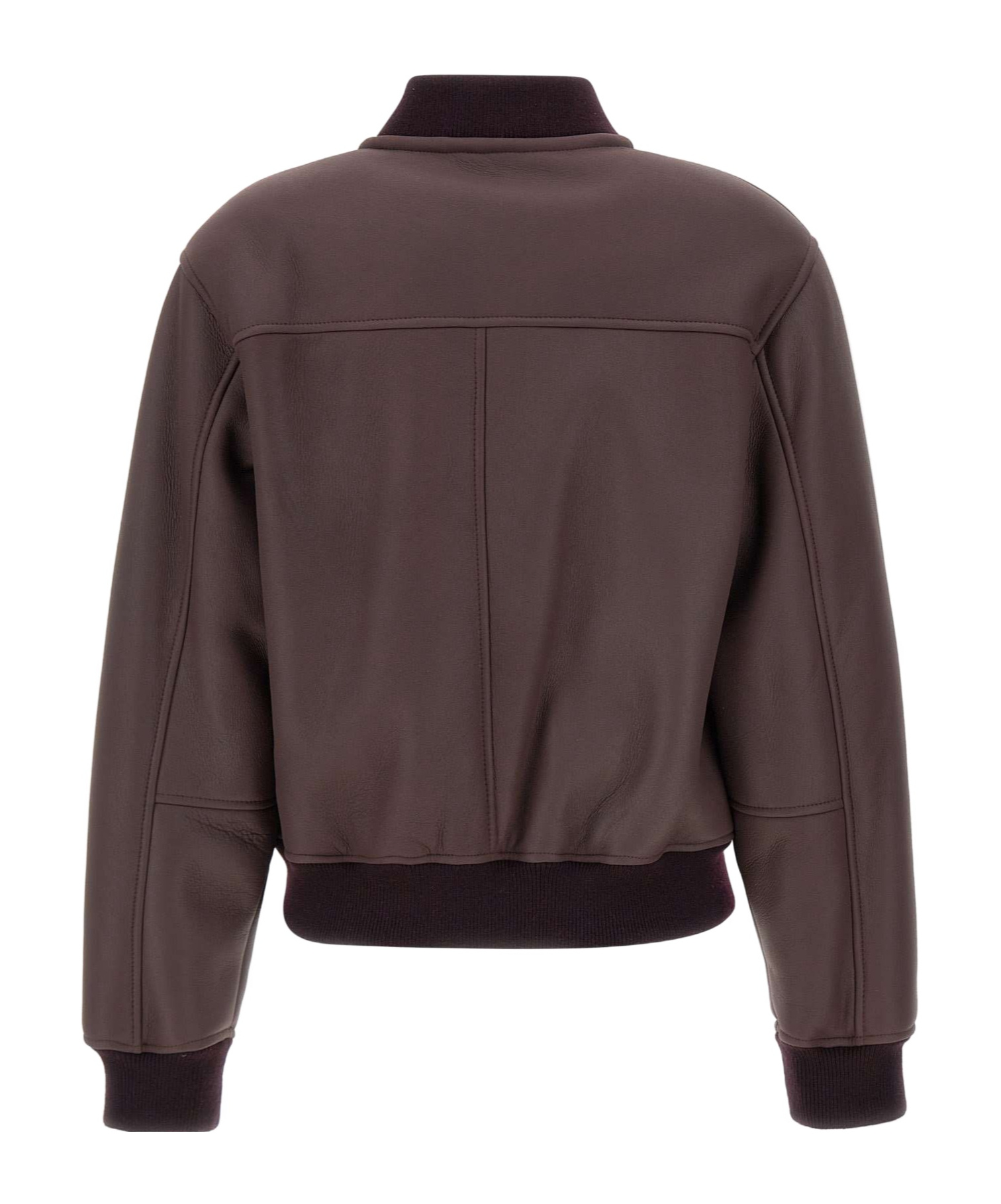 Eleventy Zip-up Sheepskin Bomber Jacket In Brown