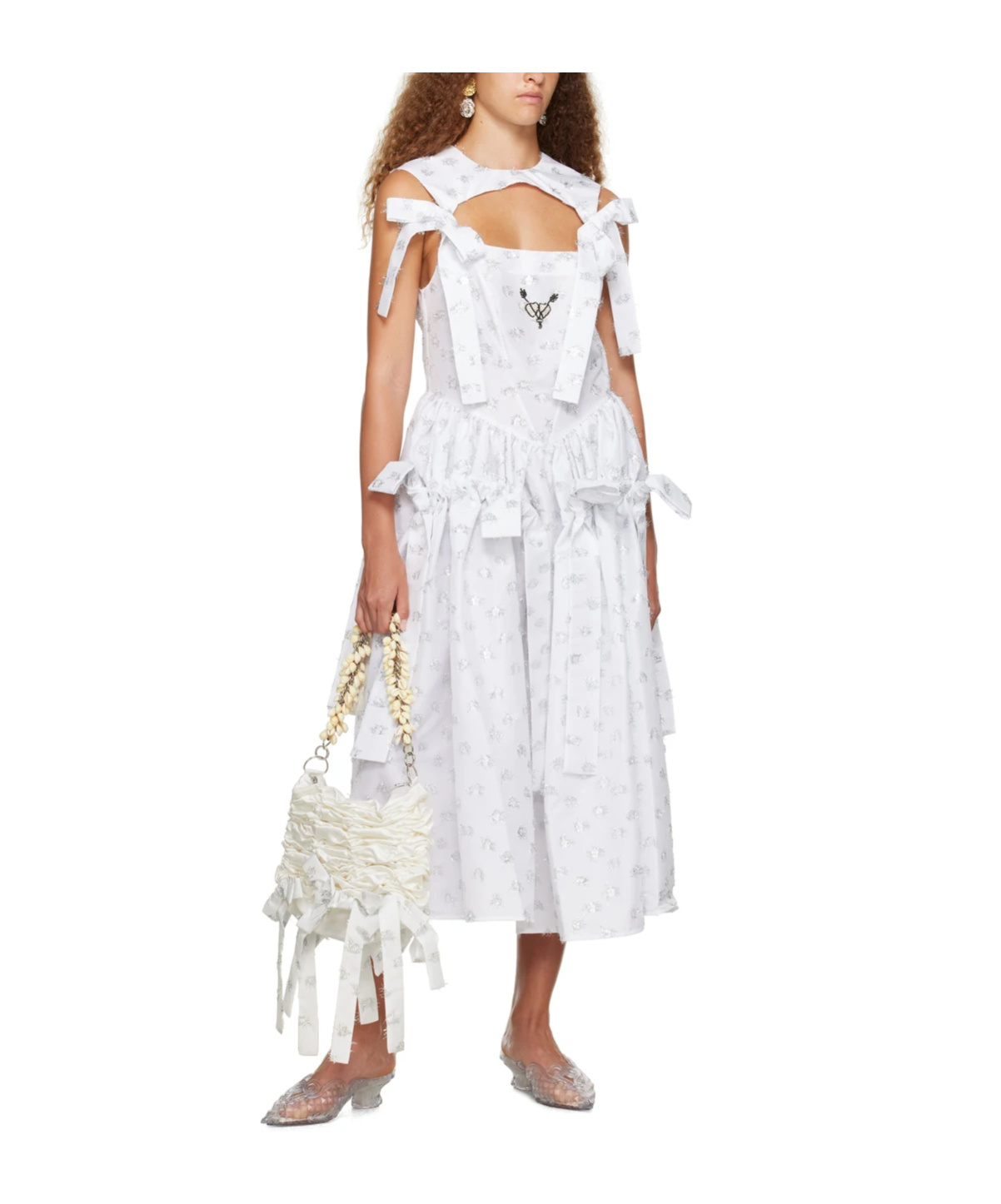 Chopova Lowena Ssense Exclusive White Wedding Carve Bow Midi Dress In White