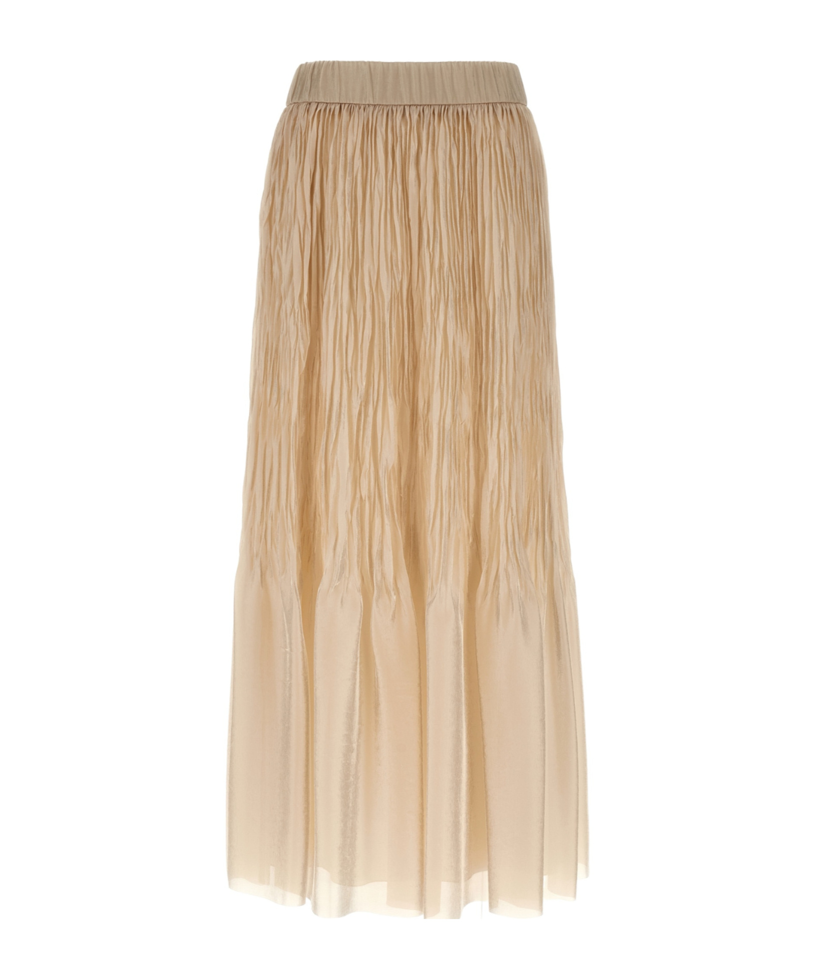 Peserico Textured Pleated Skirt Elastic Waistband In Brown