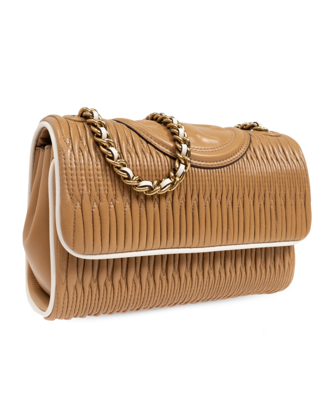 Shop Tory Burch Small Fleming Shoulder Bag In Brown
