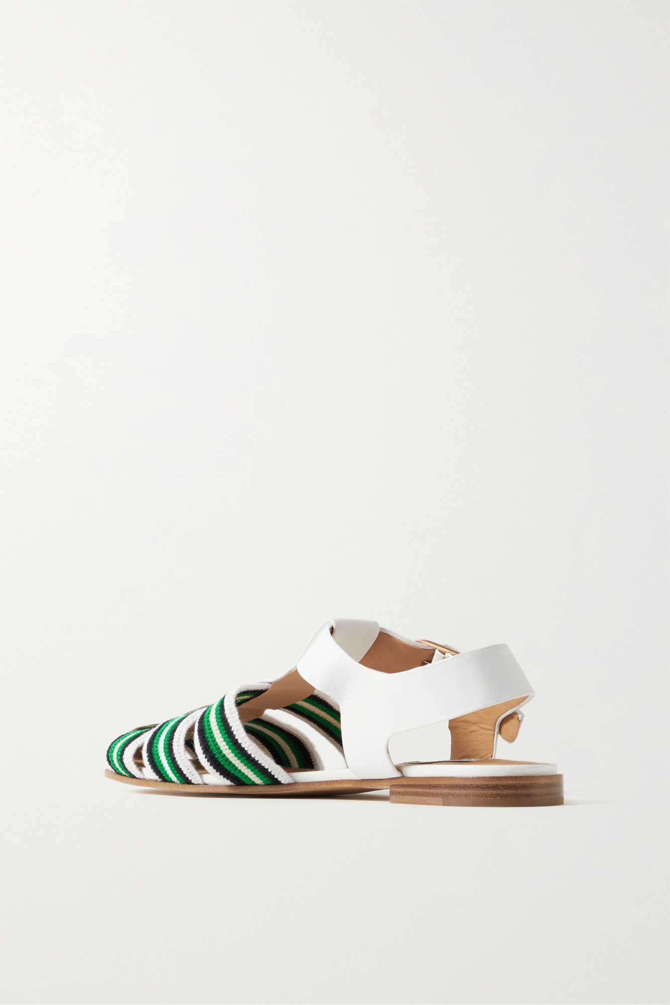 Gabriela Hearst Calla Striped Crochet-knit And Leather Sandals In White