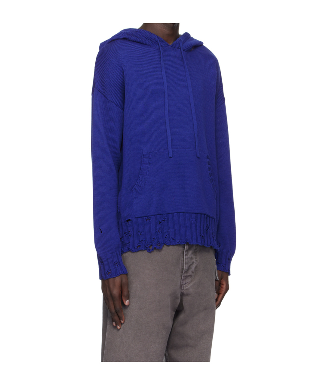 Shop Marni Drawstring Hooded Sweater In Blue