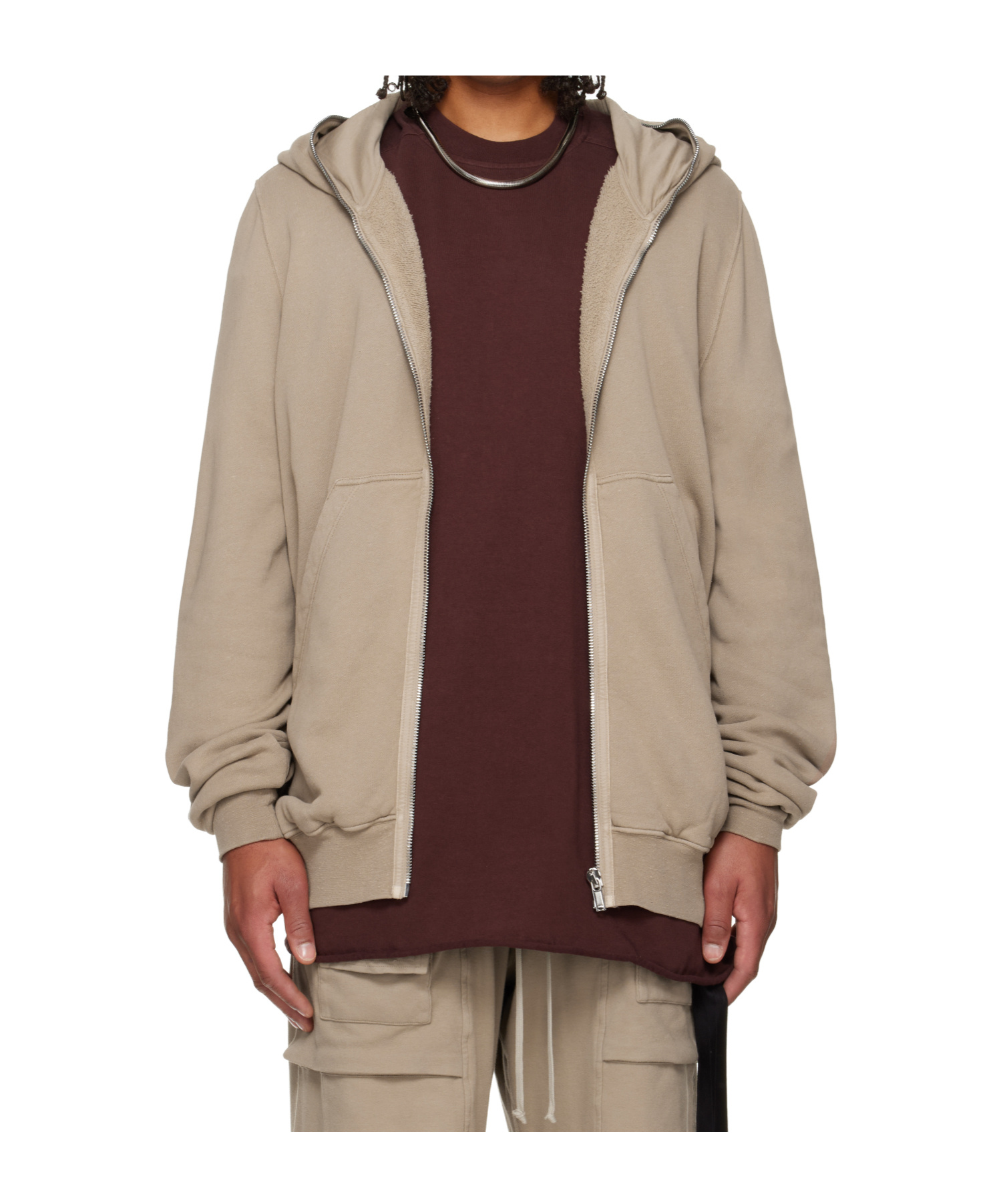 Rick Owens Drkshdw Concordians Jumbo Zip-up Hoodie In Gray