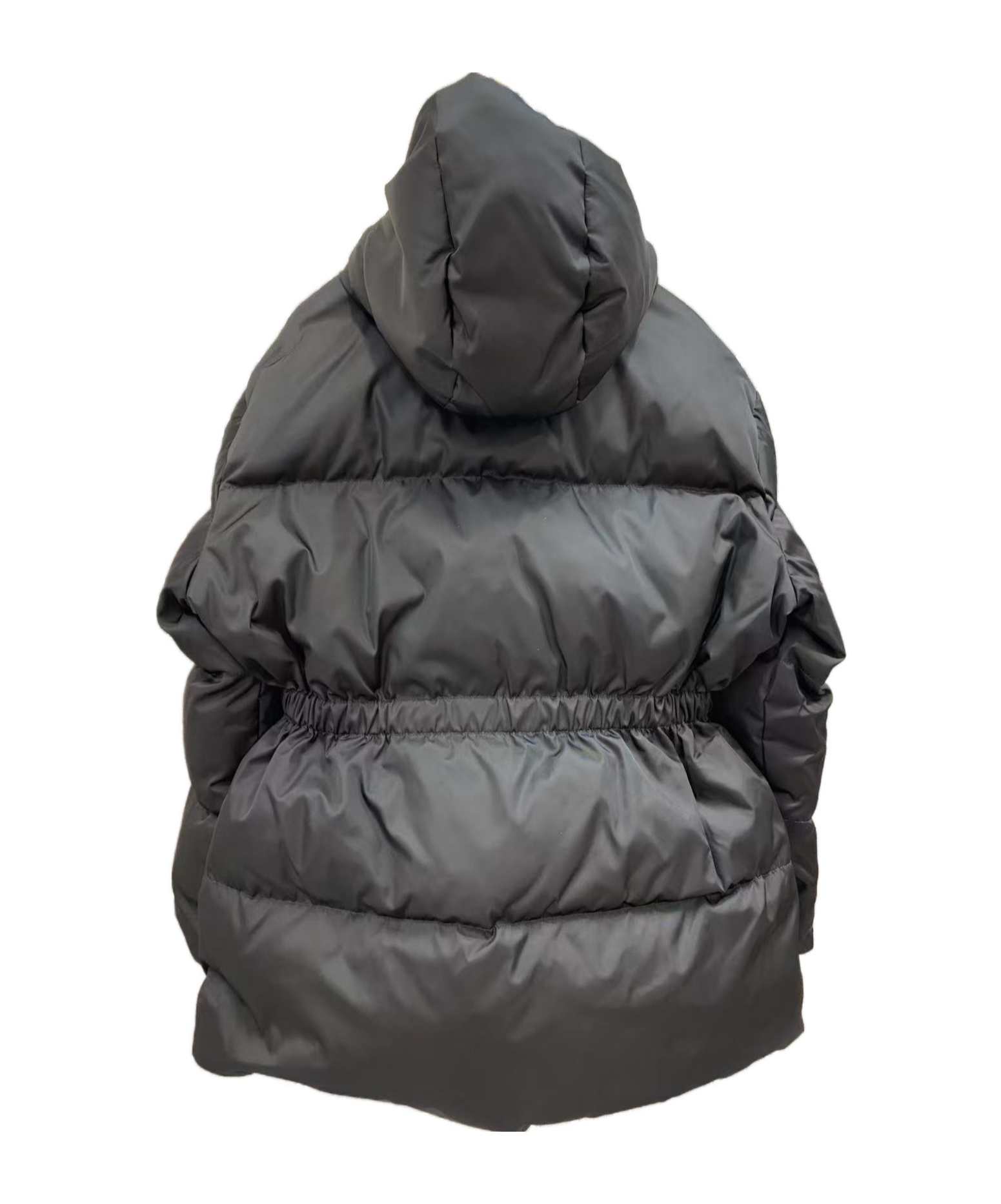 Prada Long-sleeved Hooded Cotton Coat In Black