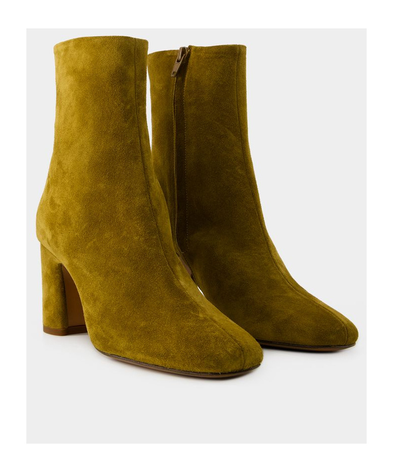 Rouje Celeste Ankle Boots - Leather - Khaki In Brown