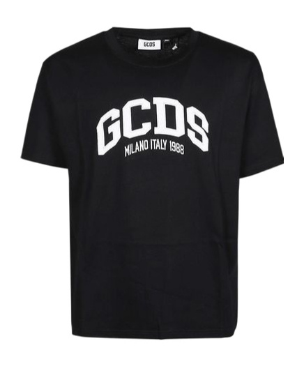 Gcds Crew Neck Cotton T-shirt In Black