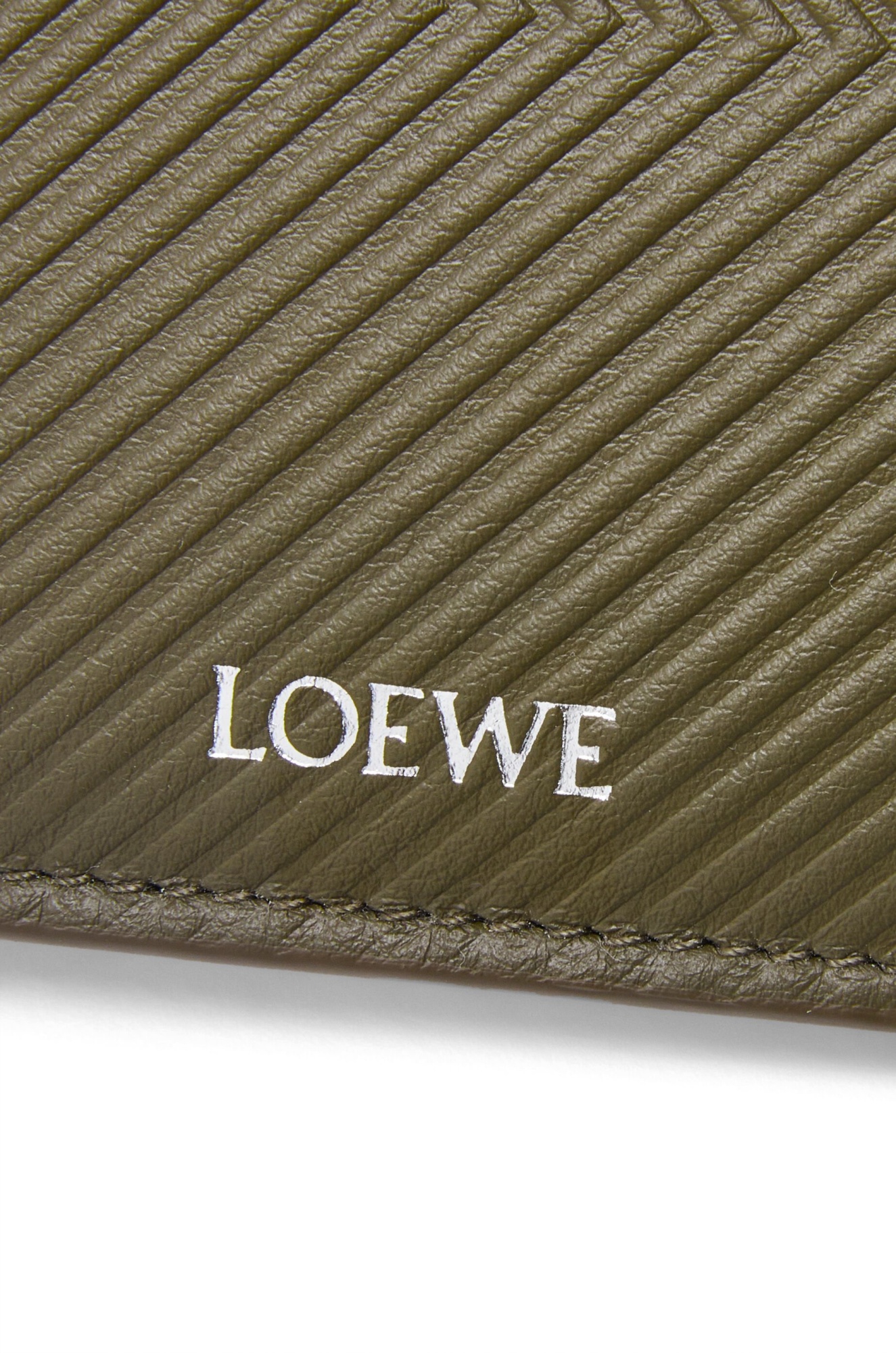 Loewe Texture Calfskin Double Fold Wallet In Green