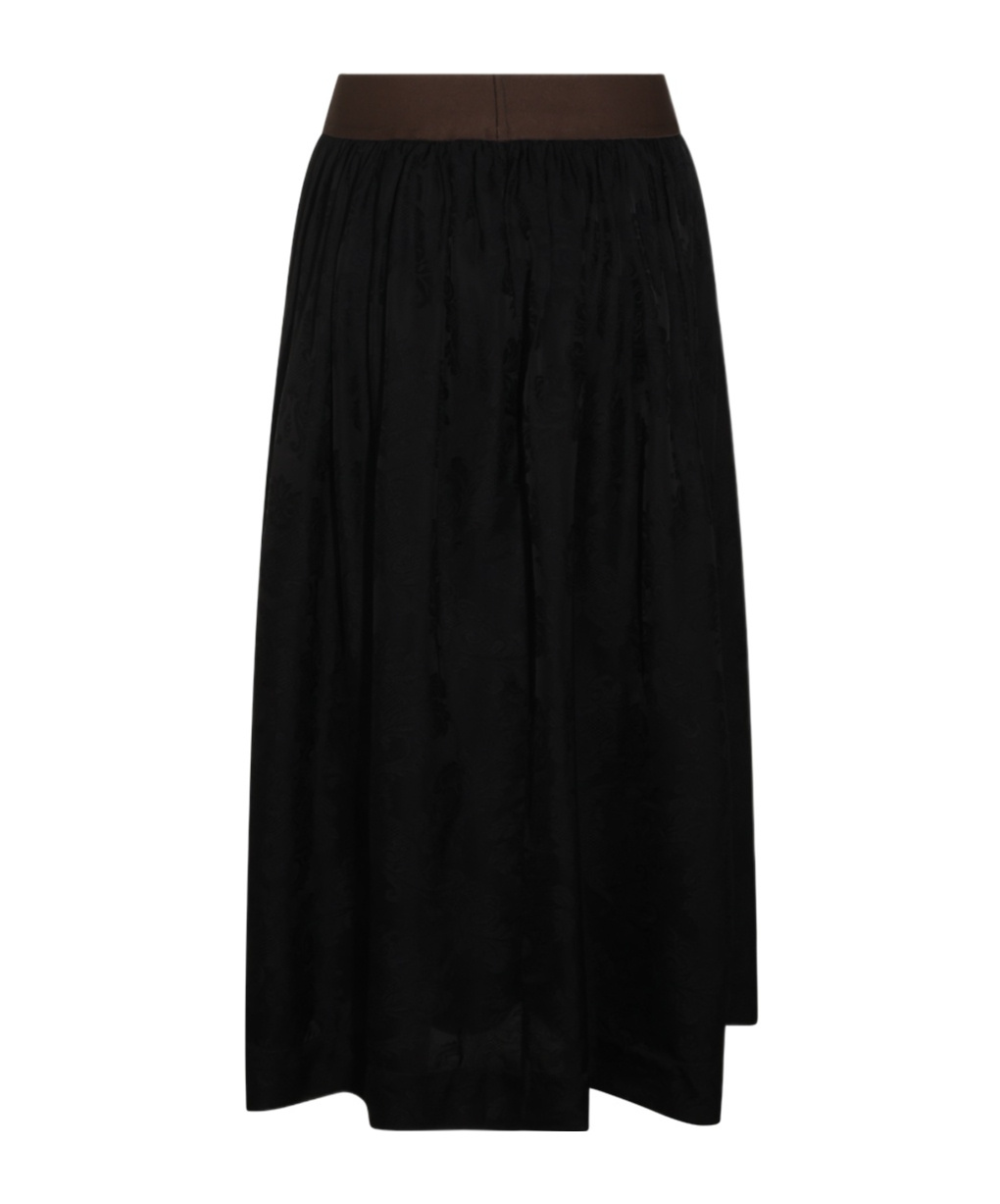 Uma Wang Elastic Waist Midi Skirt In Black