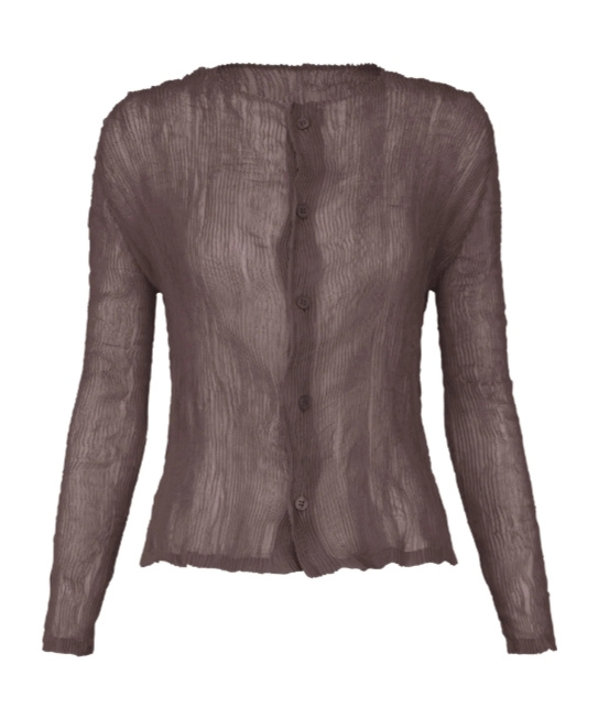 Issey Miyake Tulle Cardigan In Brown