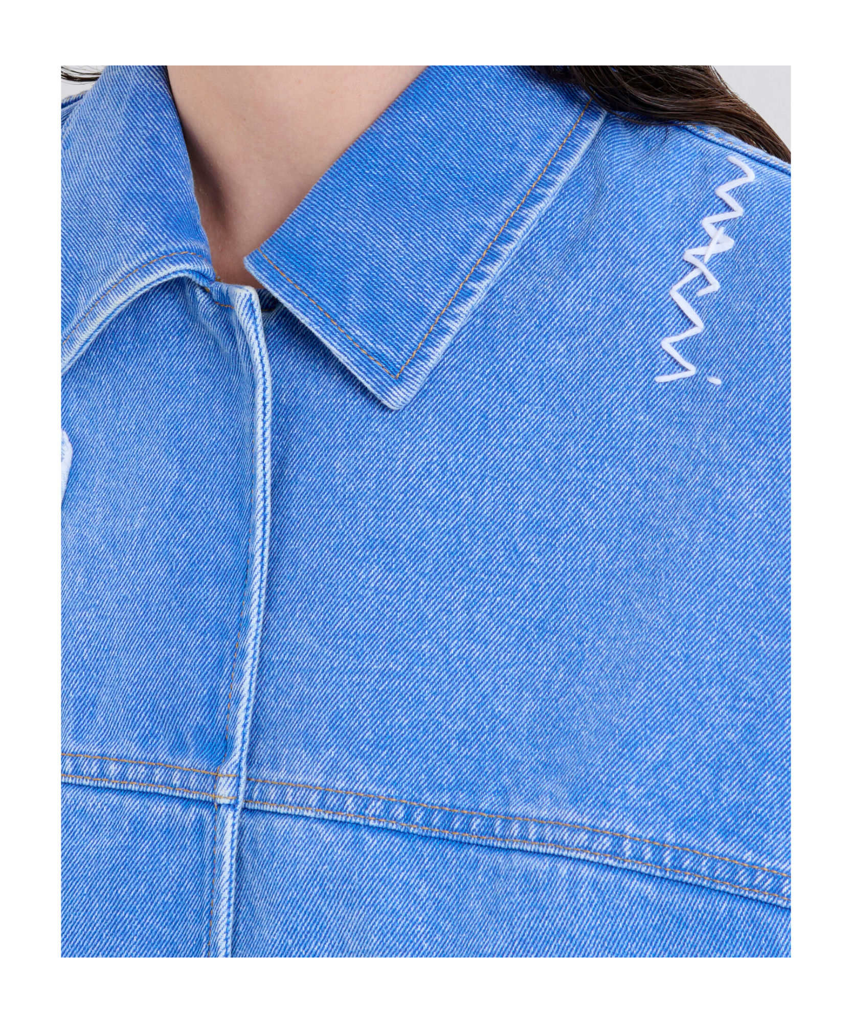 Marni Light Blue Denim Vest With Patches In Blue