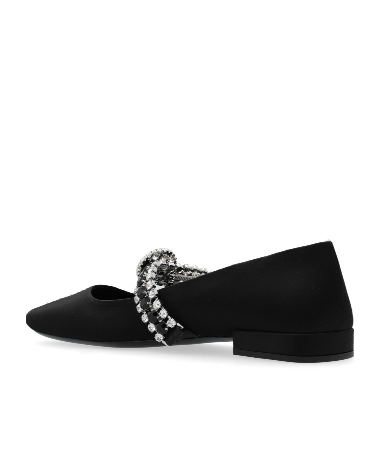 Versace Gianni Ribbon Leather Ballerina Flats With Studded Bow In Black