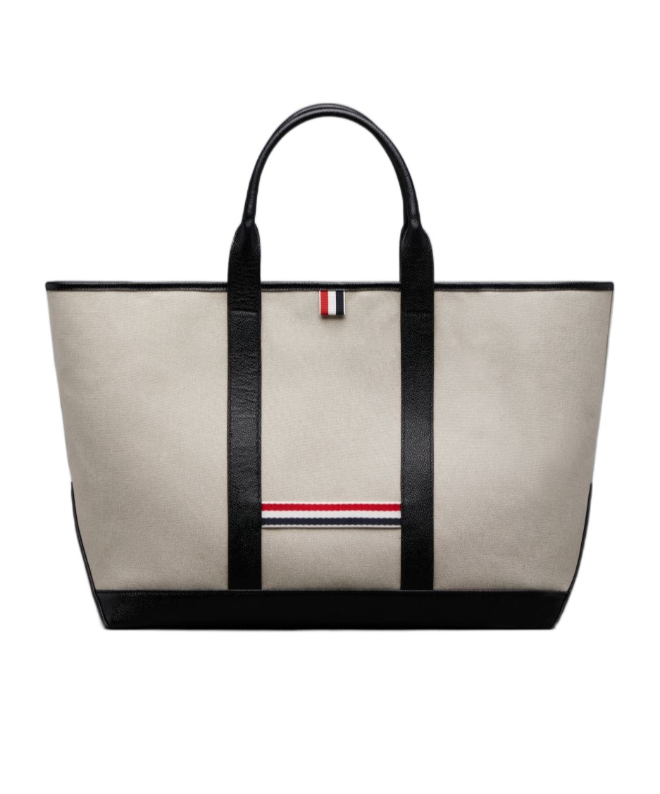Thom Browne Medium Rwb-stripe Tote Bag In Gray