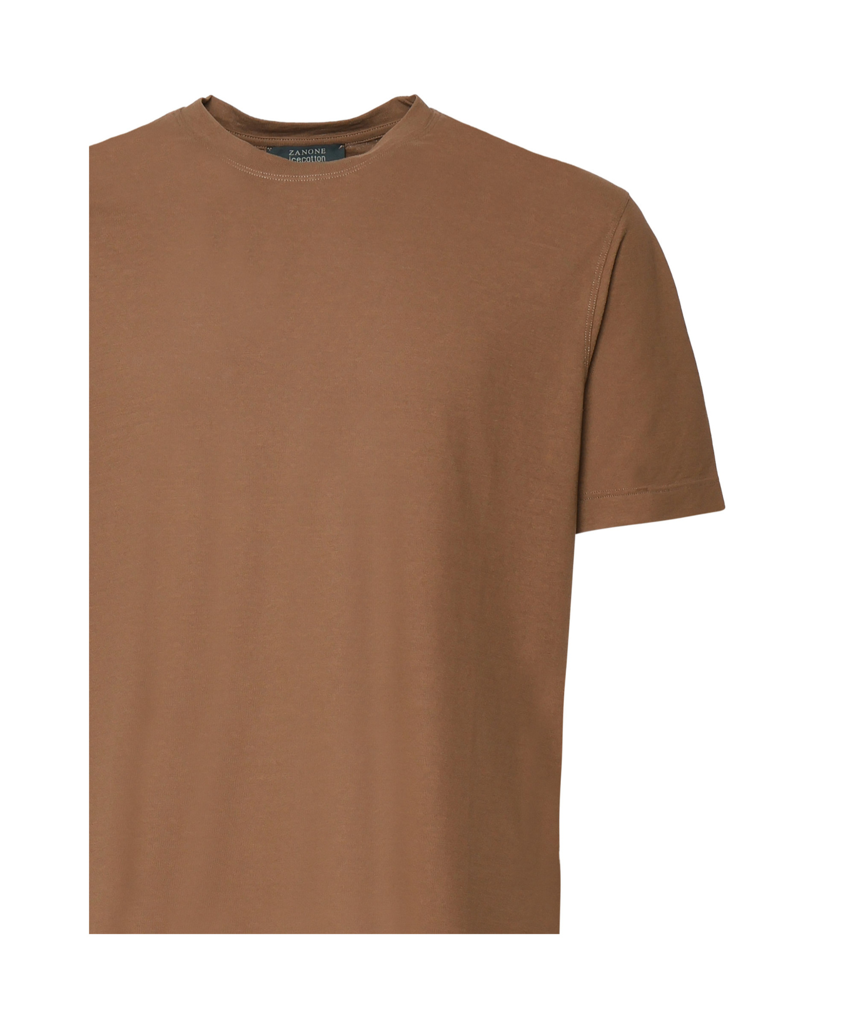 Zanone Crew Neck Plain Design Short Sleeves T-shirt In Brown