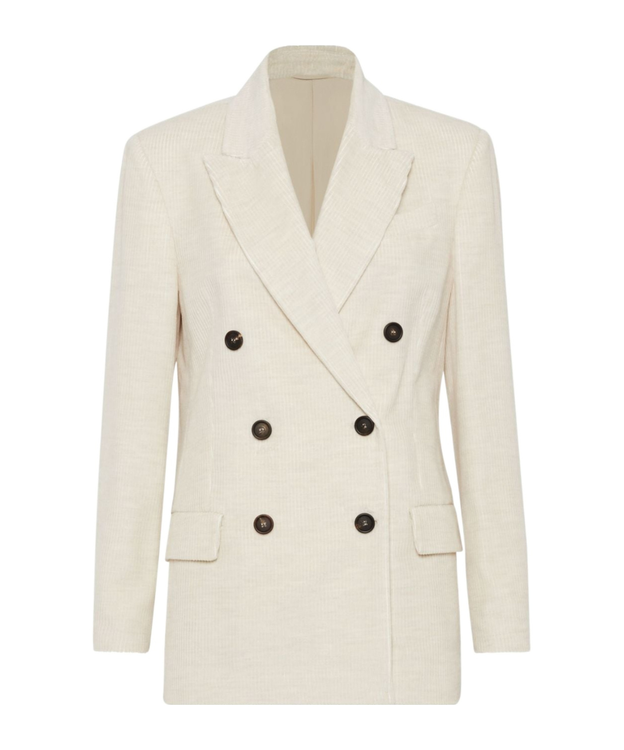 Brunello Cucinelli Ribbed Blazer Structured Shoulders In White