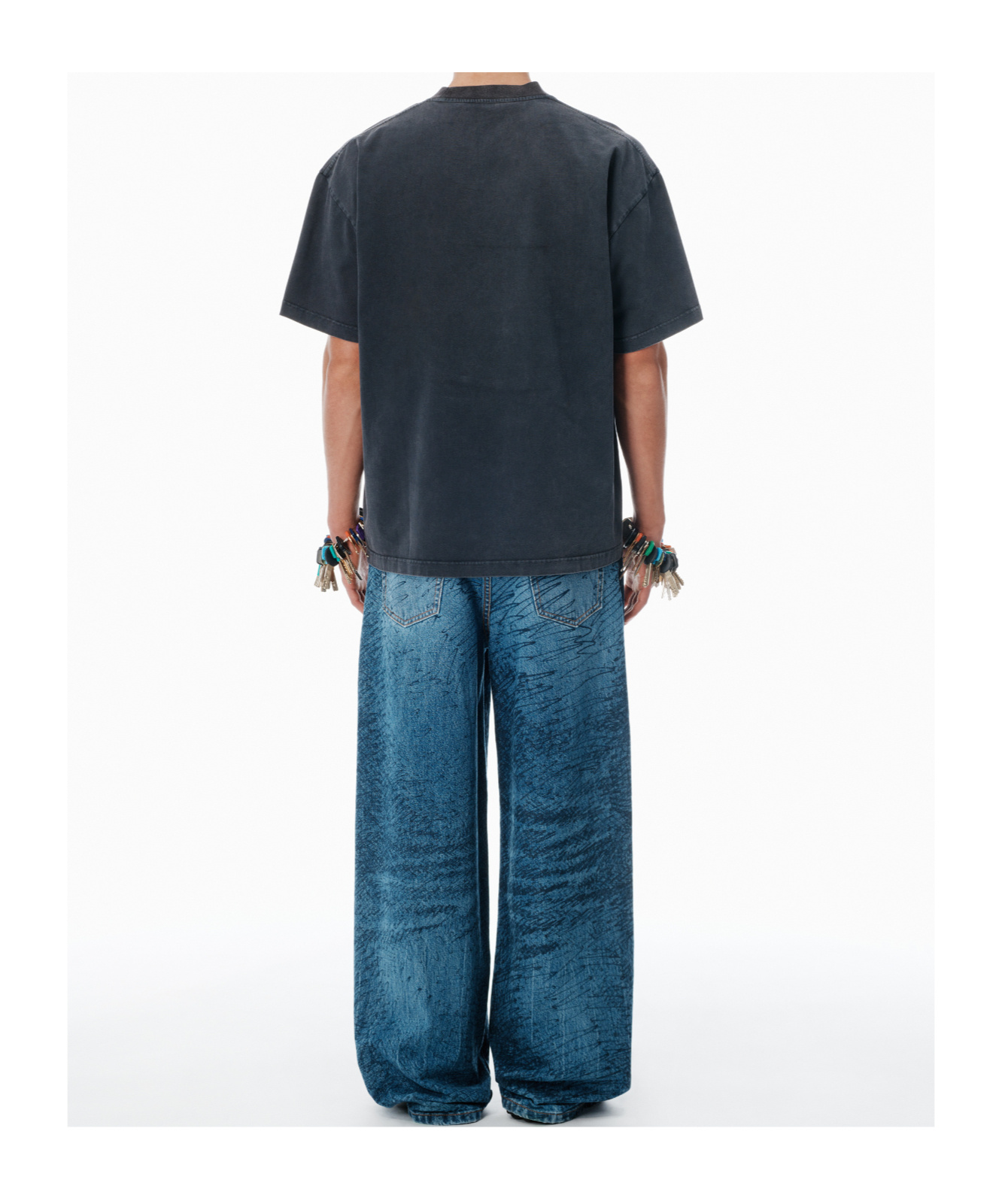 Alexander Wang T-shirt Nera Oversize In Misto Cotone