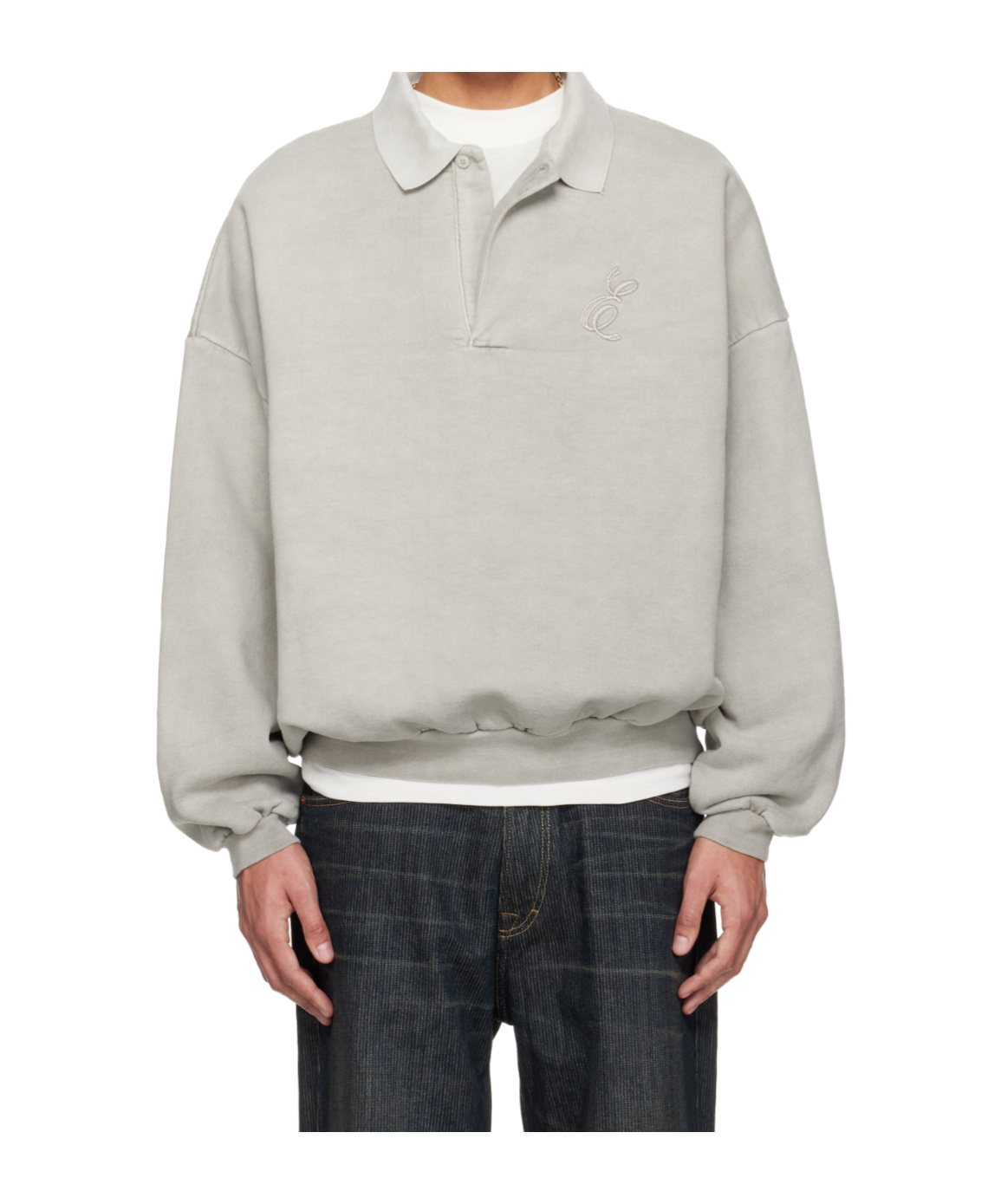 Essentials Holiday Embroidered Classic Polo In Gray