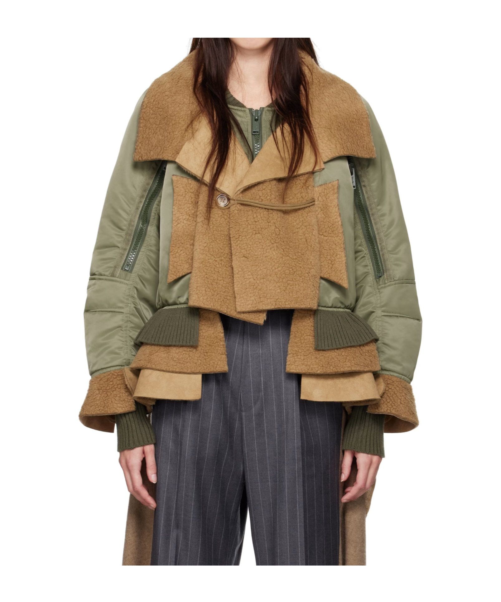Undercover Layered Bomber Jacket In Khaki