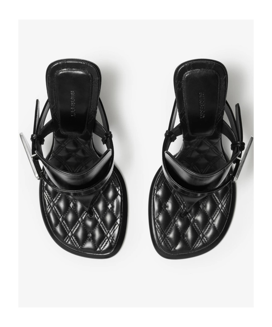 Burberry Prorsum Woman Thong Sandal Black Size 8 Leather In Black