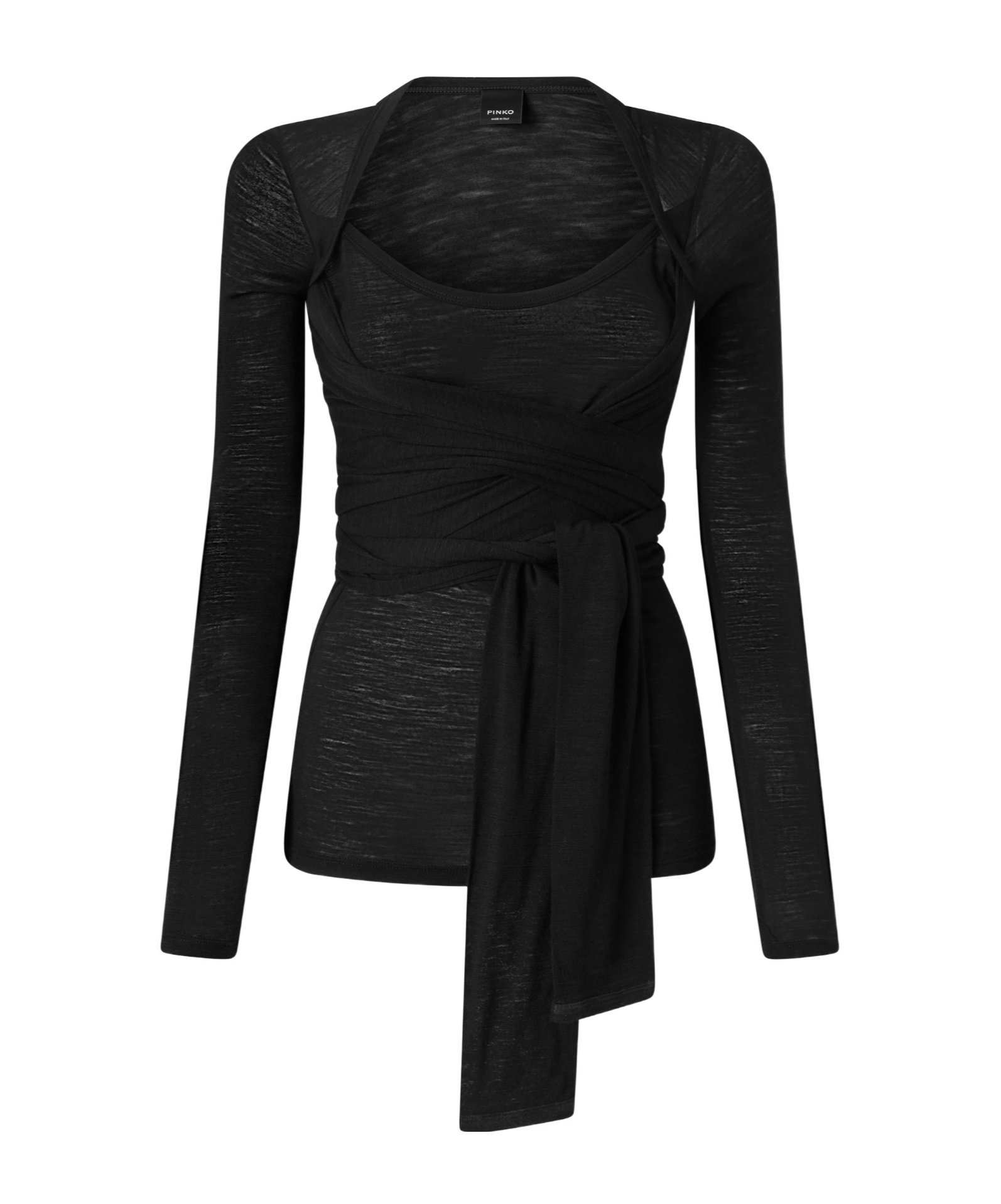 Pinko Wrap-effect T-shirt In Black