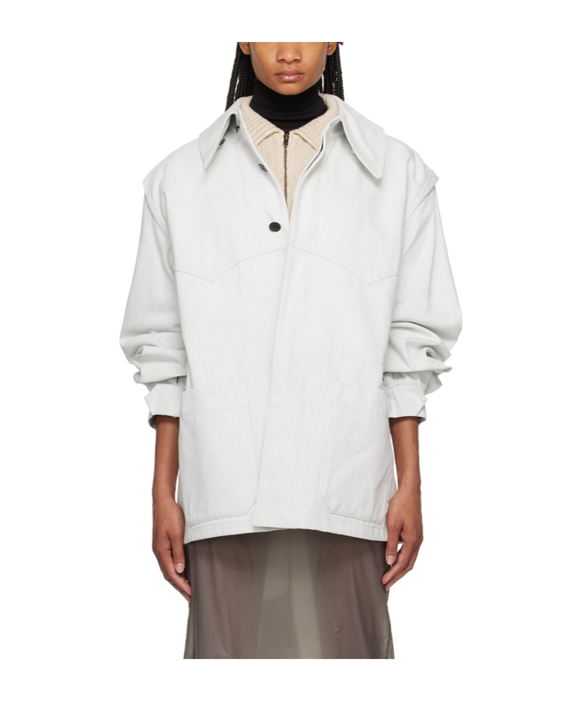 Maison Margiela Cotton Jacket With Oversize Collar In White
