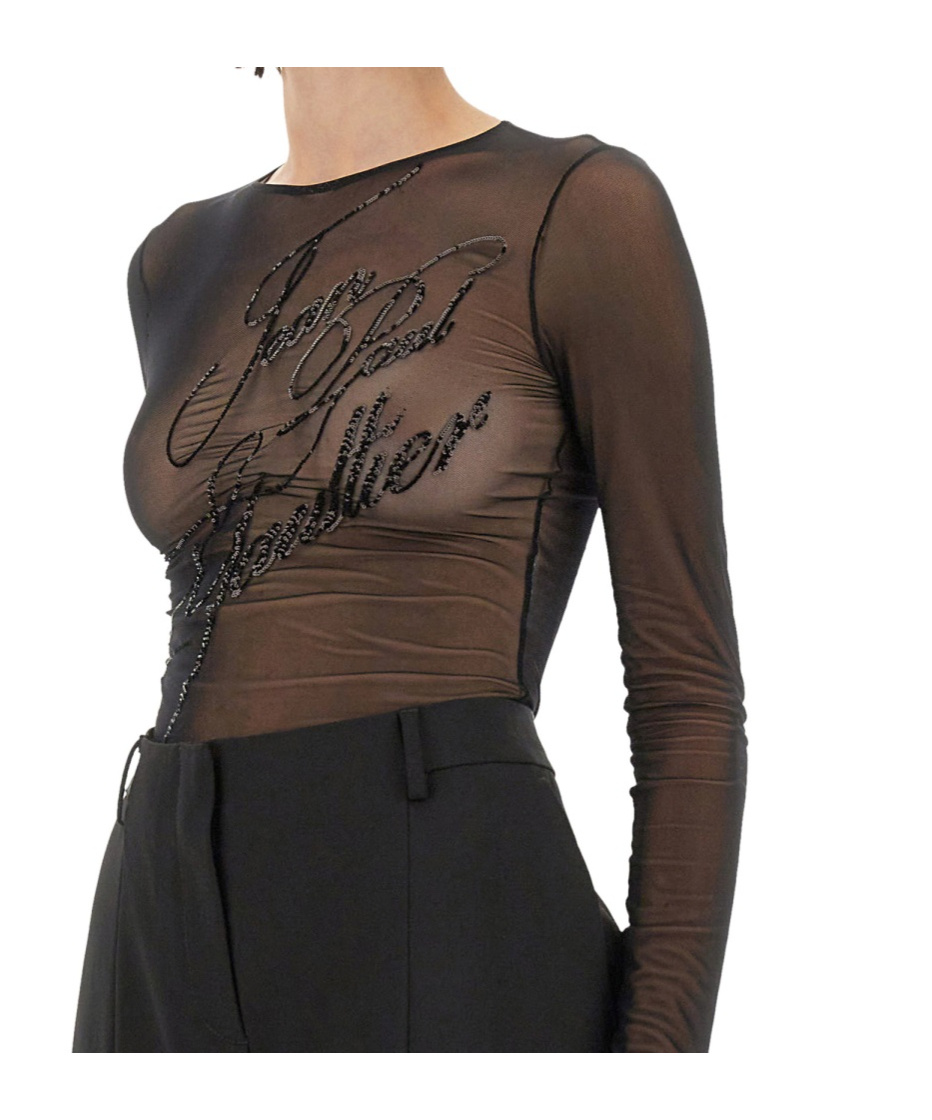 Jean Paul Gaultier Top The Sequin In Tulle Nero Donna In Black