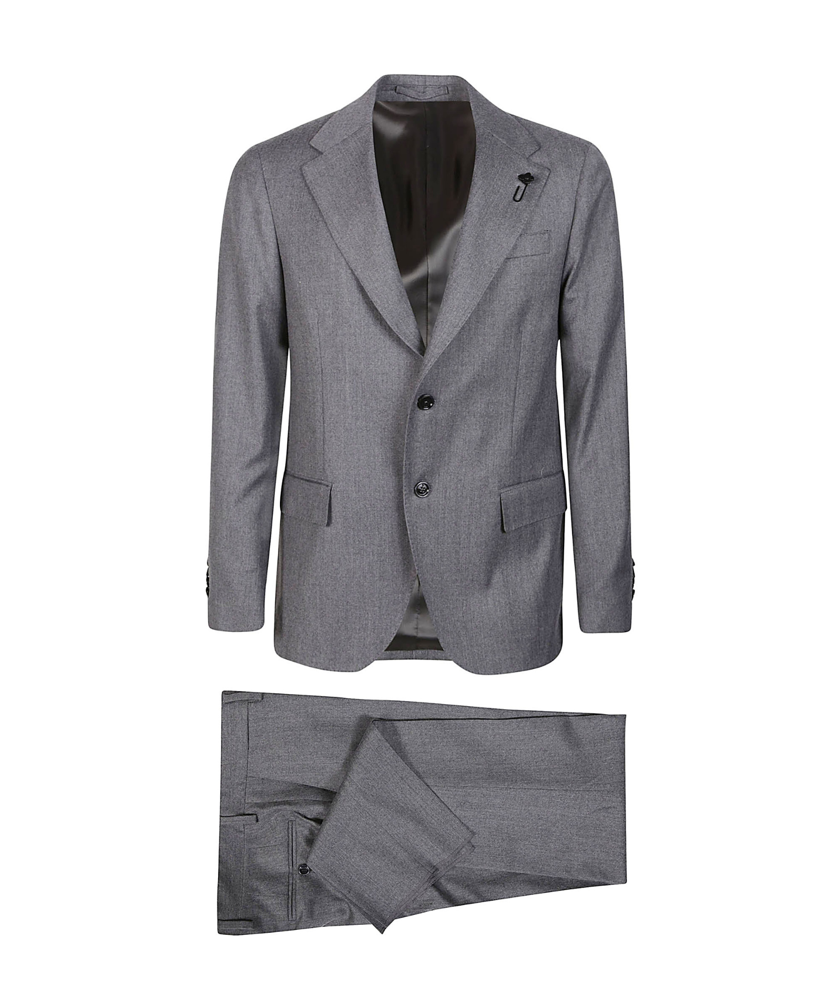 Lardini Buttoned Wool Suit In Gray
