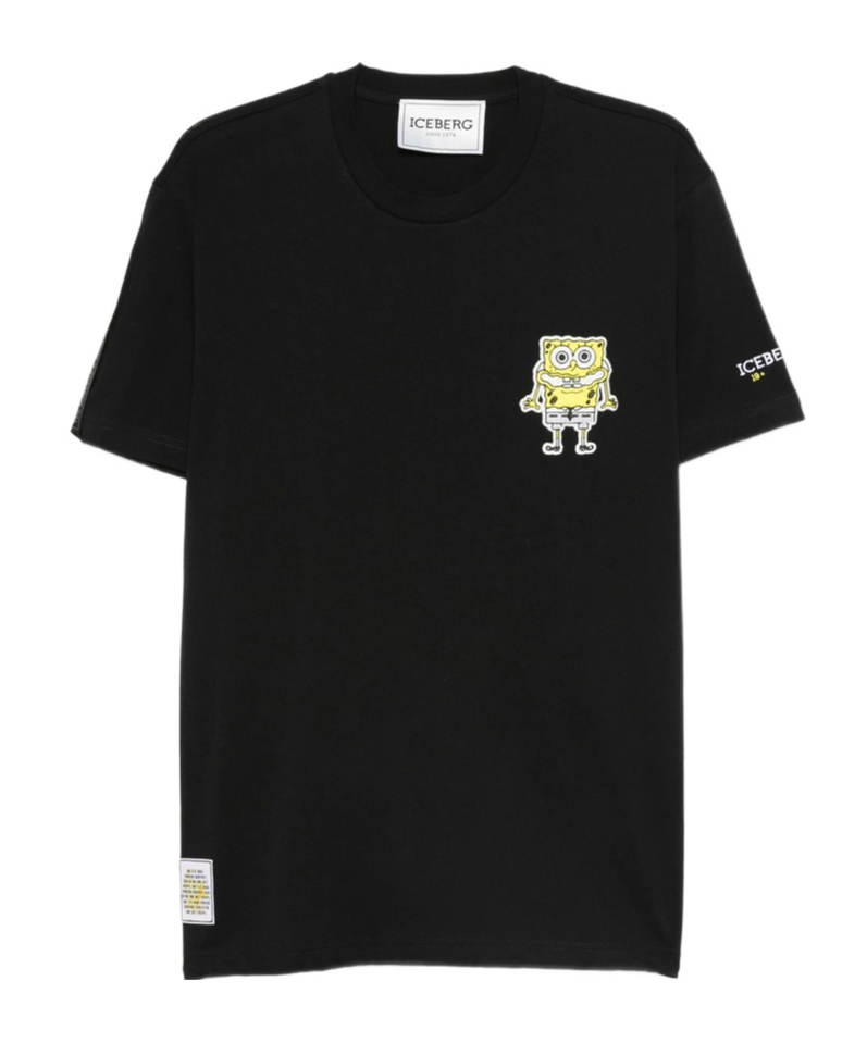 Iceberg X Spongebob Squarepants Cartoon-print T-shirt In Black