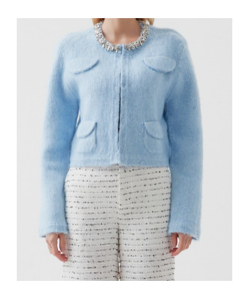 Marissa Chiara Long-sleeved Crew Neck Jacket In Blue