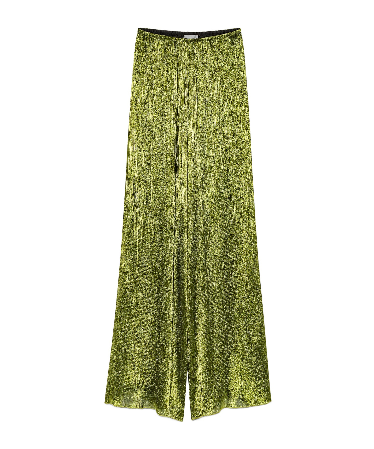 Forte Forte Palazzo Trousers In Froissé Lamé In Green
