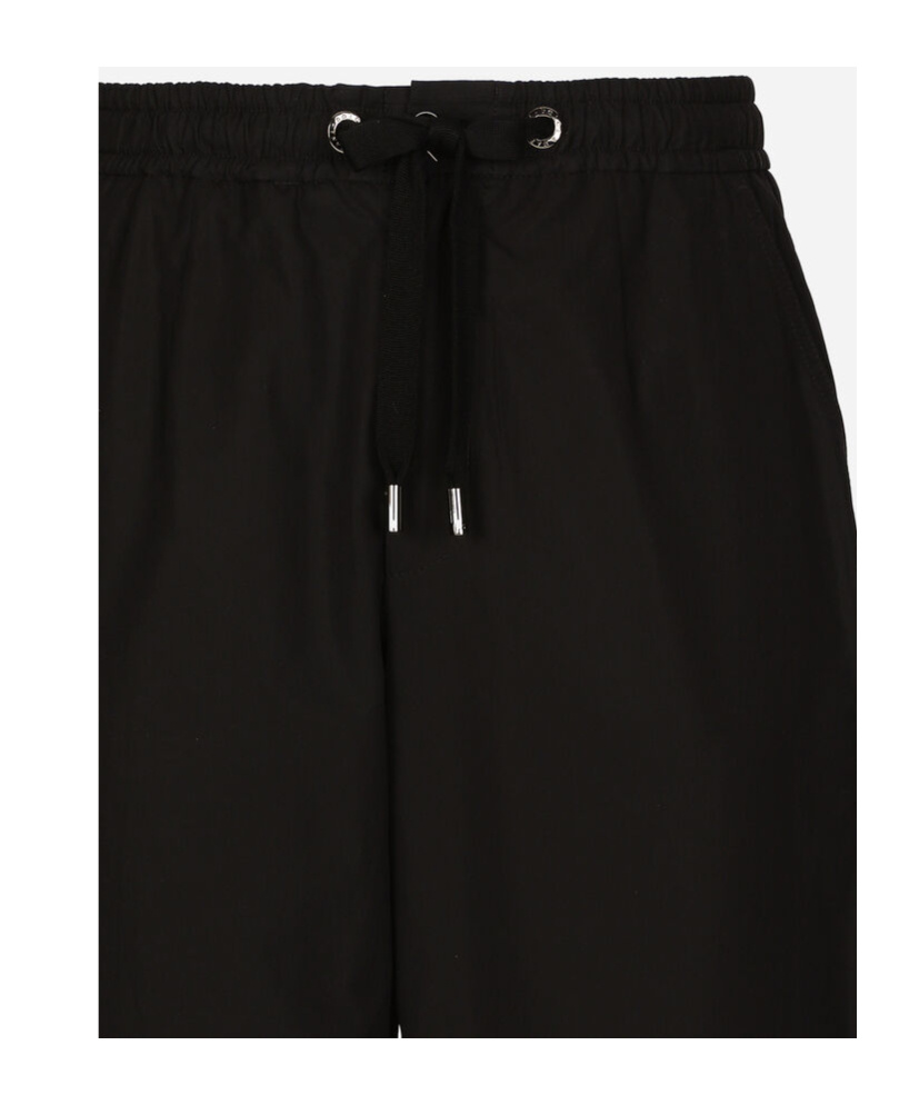 Dolce & Gabbana Drawstring-waist Cotton Track Pants In Black