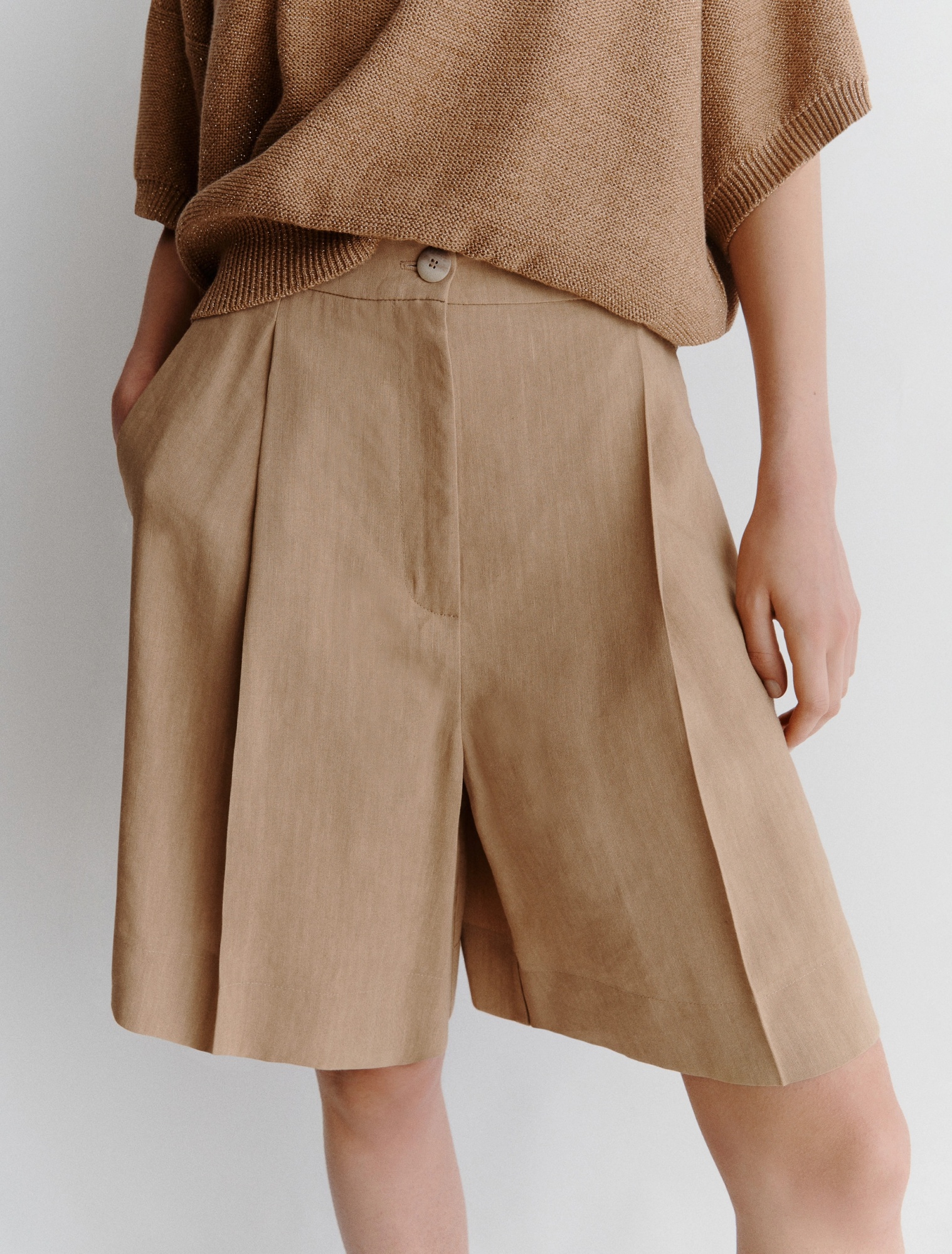 MARELLA STRETCH VISCOSE AND LINEN BERMUDA SHORTS