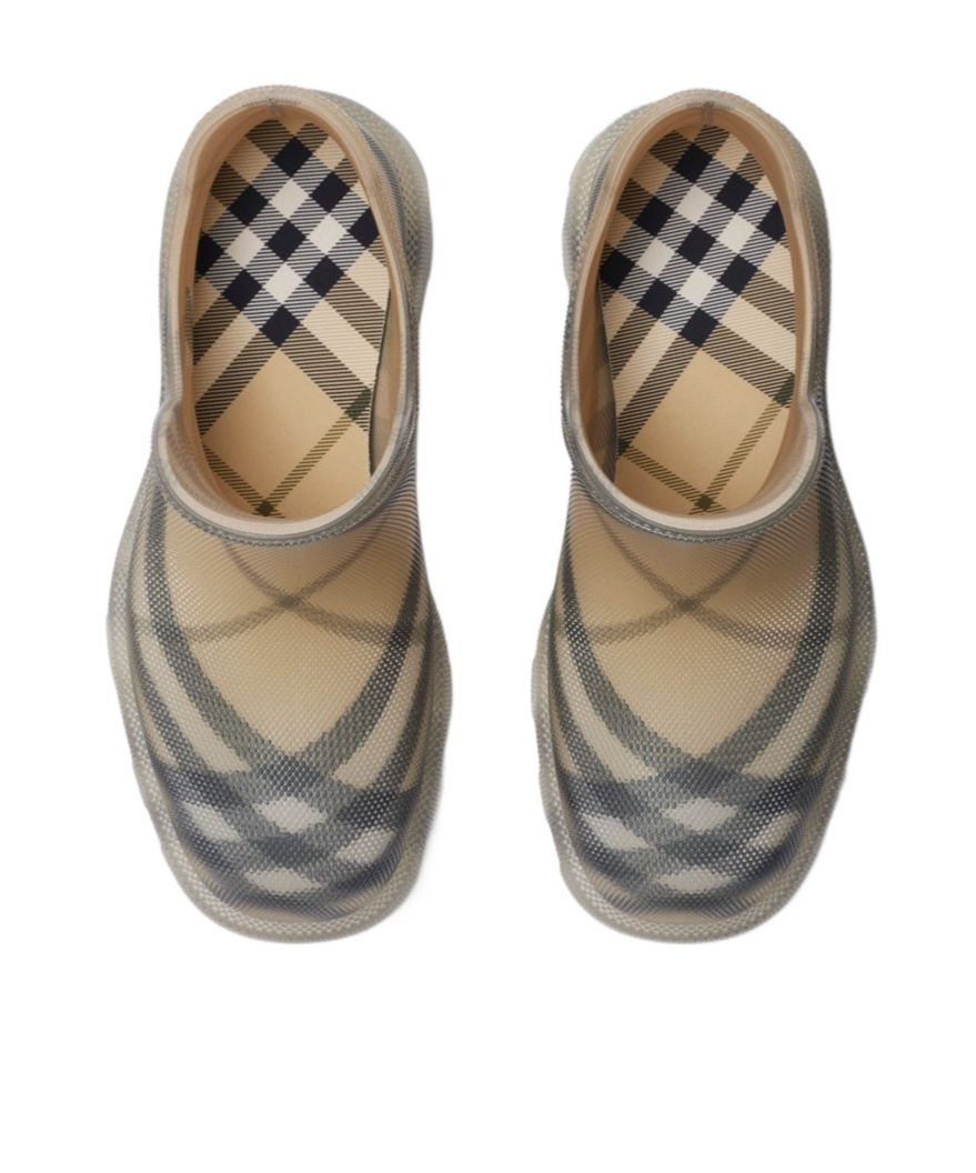 Burberry Beige Printed Rubber Ankle Boots In Nude