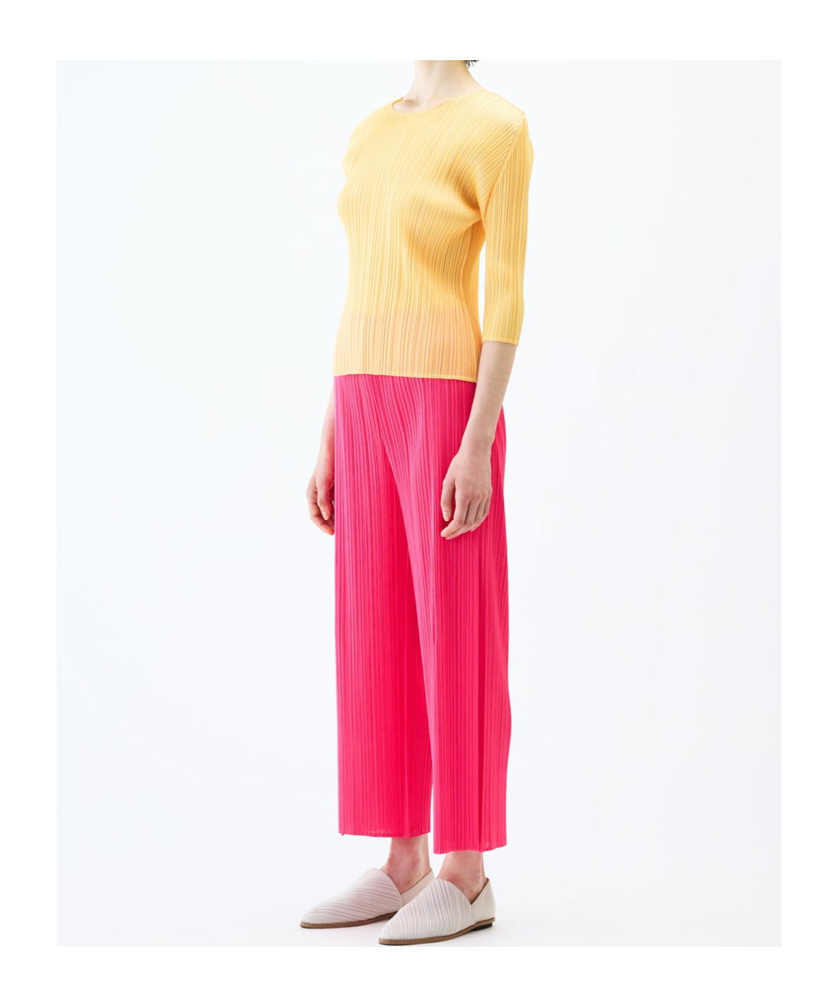 Issey Miyake Pleated Top In Apricot