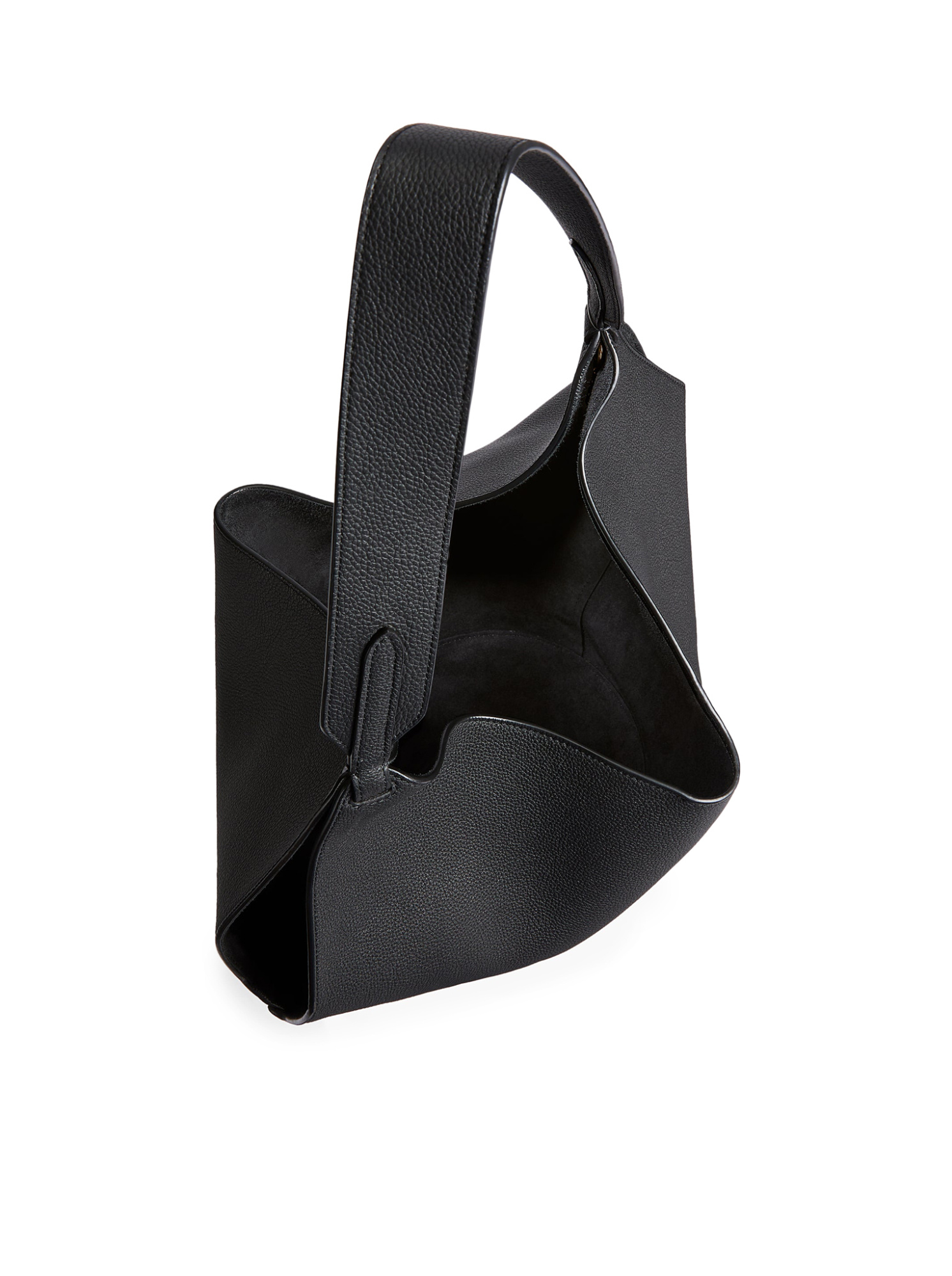 Khaite Small Lotus Leather Top Handle Bag In Black