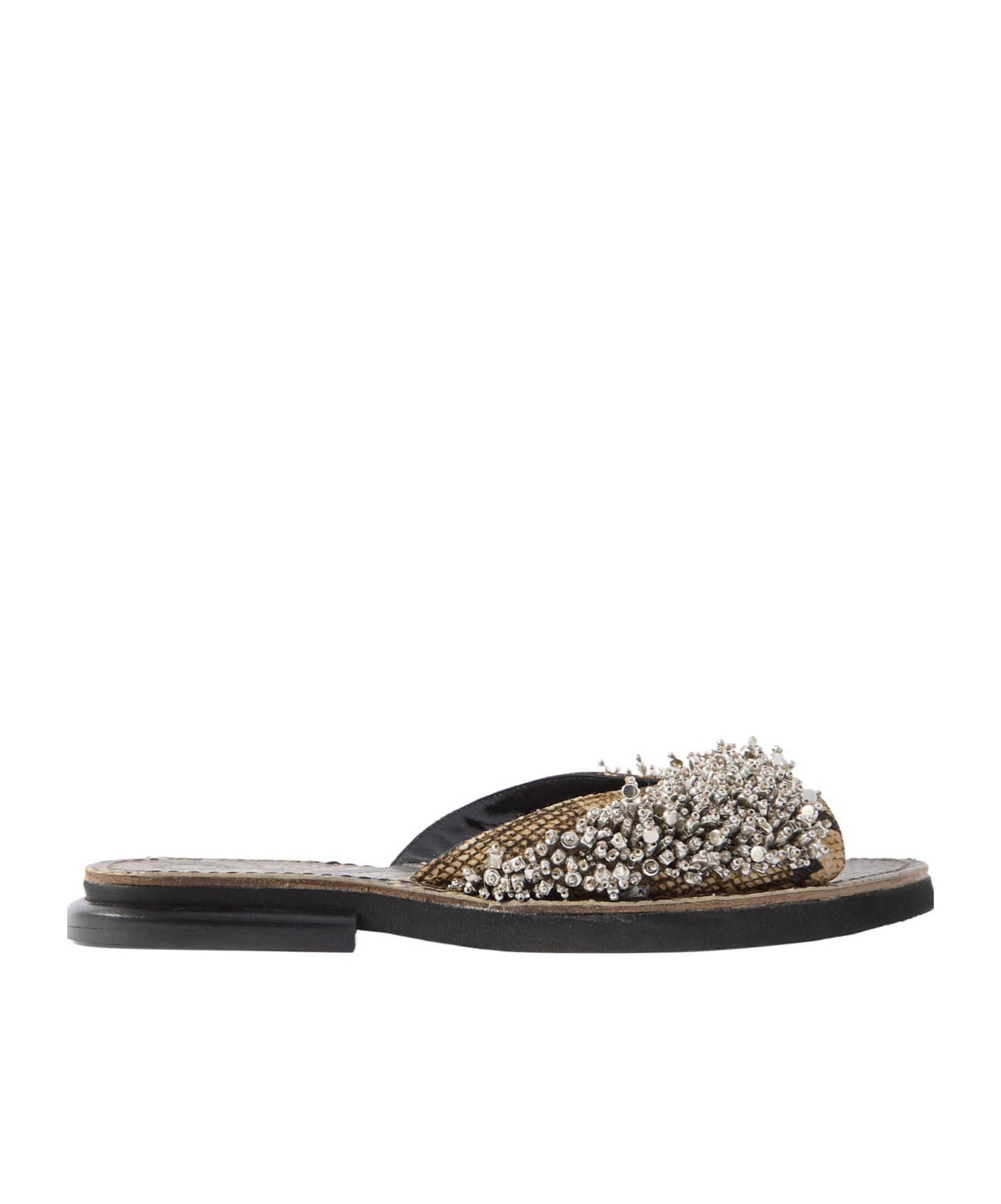 Dries Van Noten Embellished Snake-effect Leather Slides In Multi