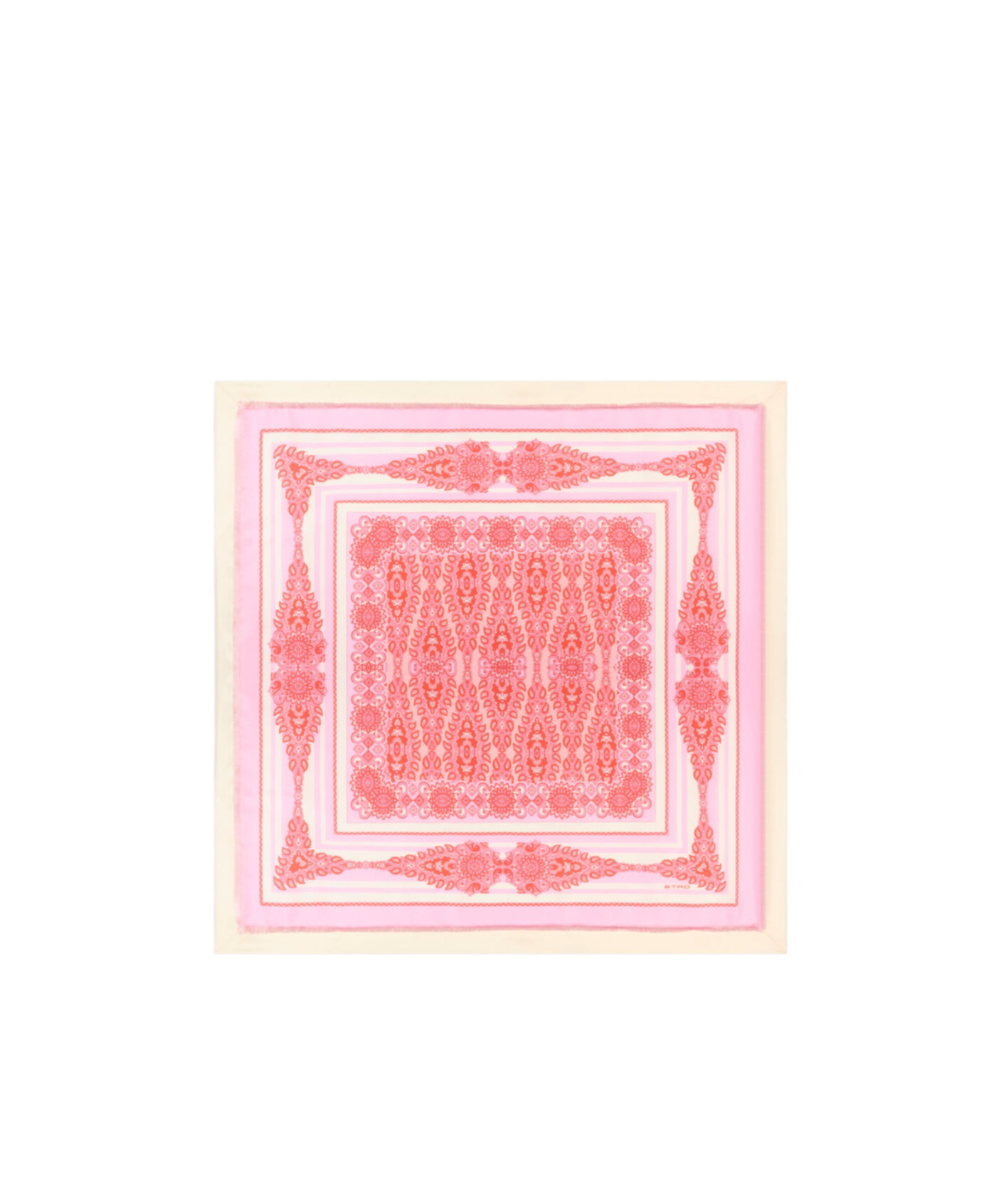 Etro A Silk Scarf Decorated With Badges And Paisley Patterns In Pink