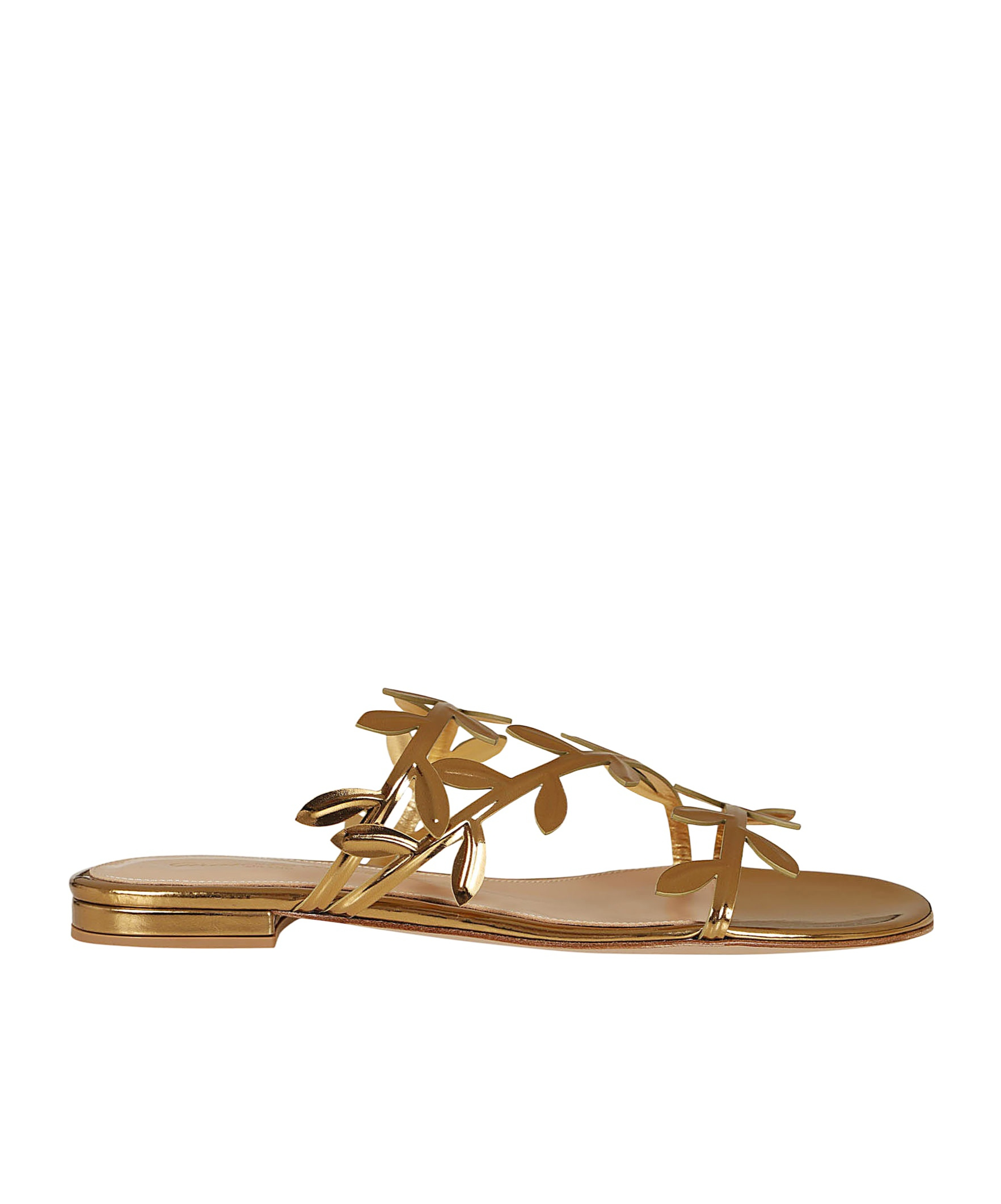 Gianvito Rossi Flavia Metallic Leather Flats In Brown