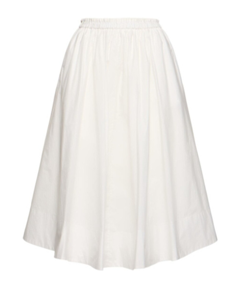 FORTE FORTE ELASTIC WAIST POPLIN MIDI SKIRT