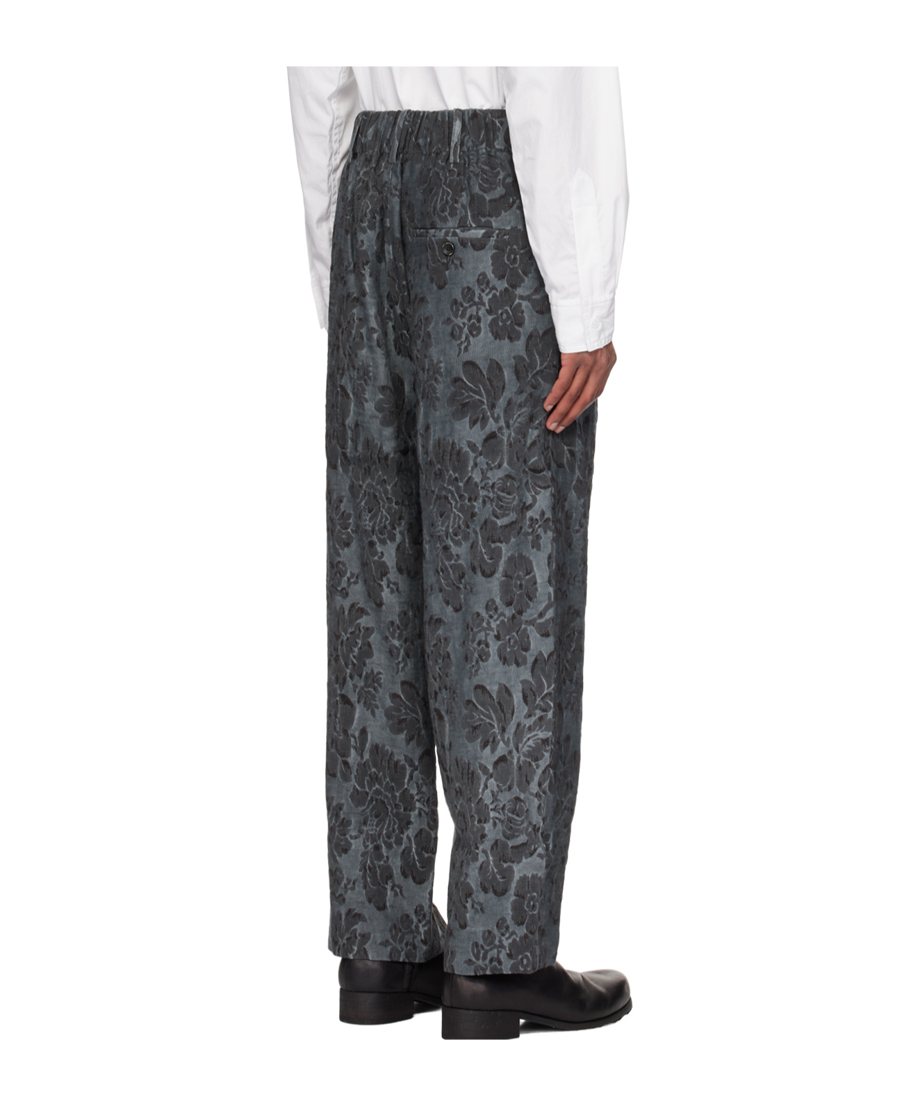 Uma Wang Floral Jacquard Pattern Track Pants In Gray