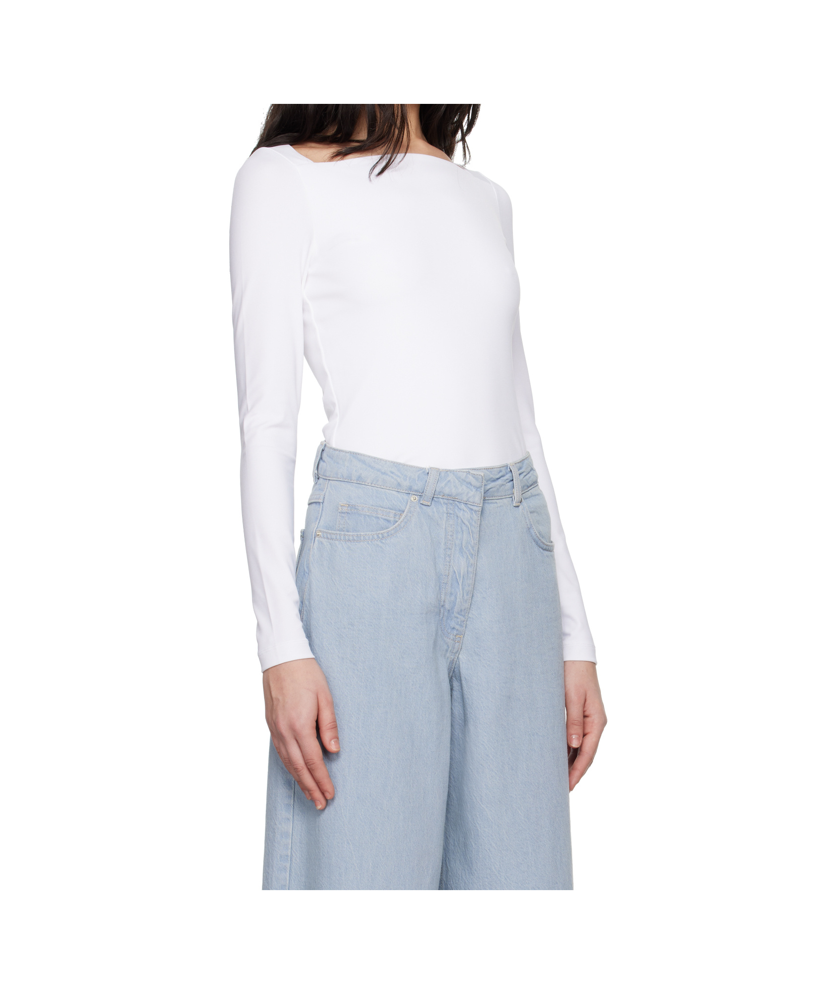 Remain Birger Christensen White Long Sleeve Jersey Top In Black